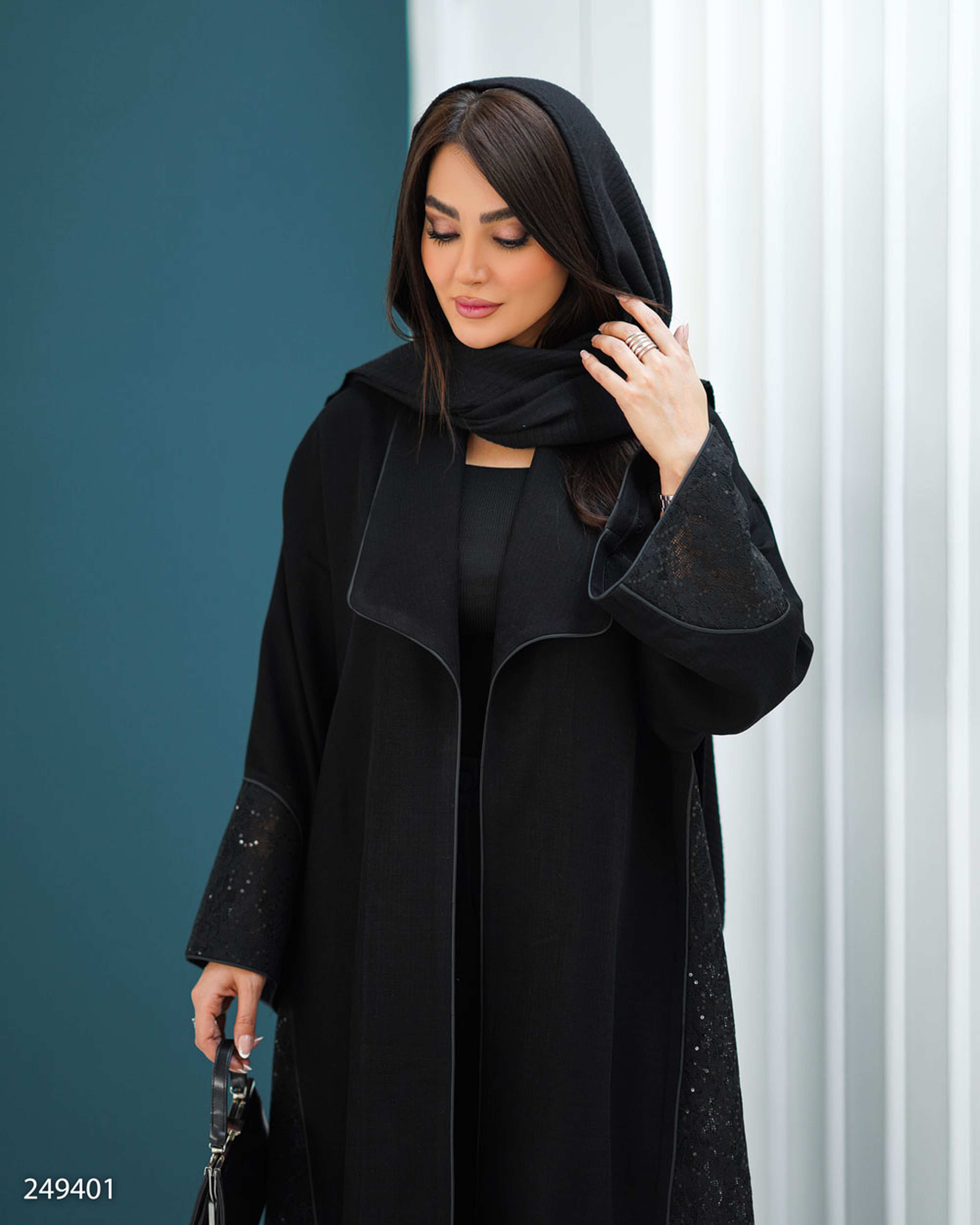 مانتو زنانه مشکی السانا Elsana مدل عطرین کد 2494