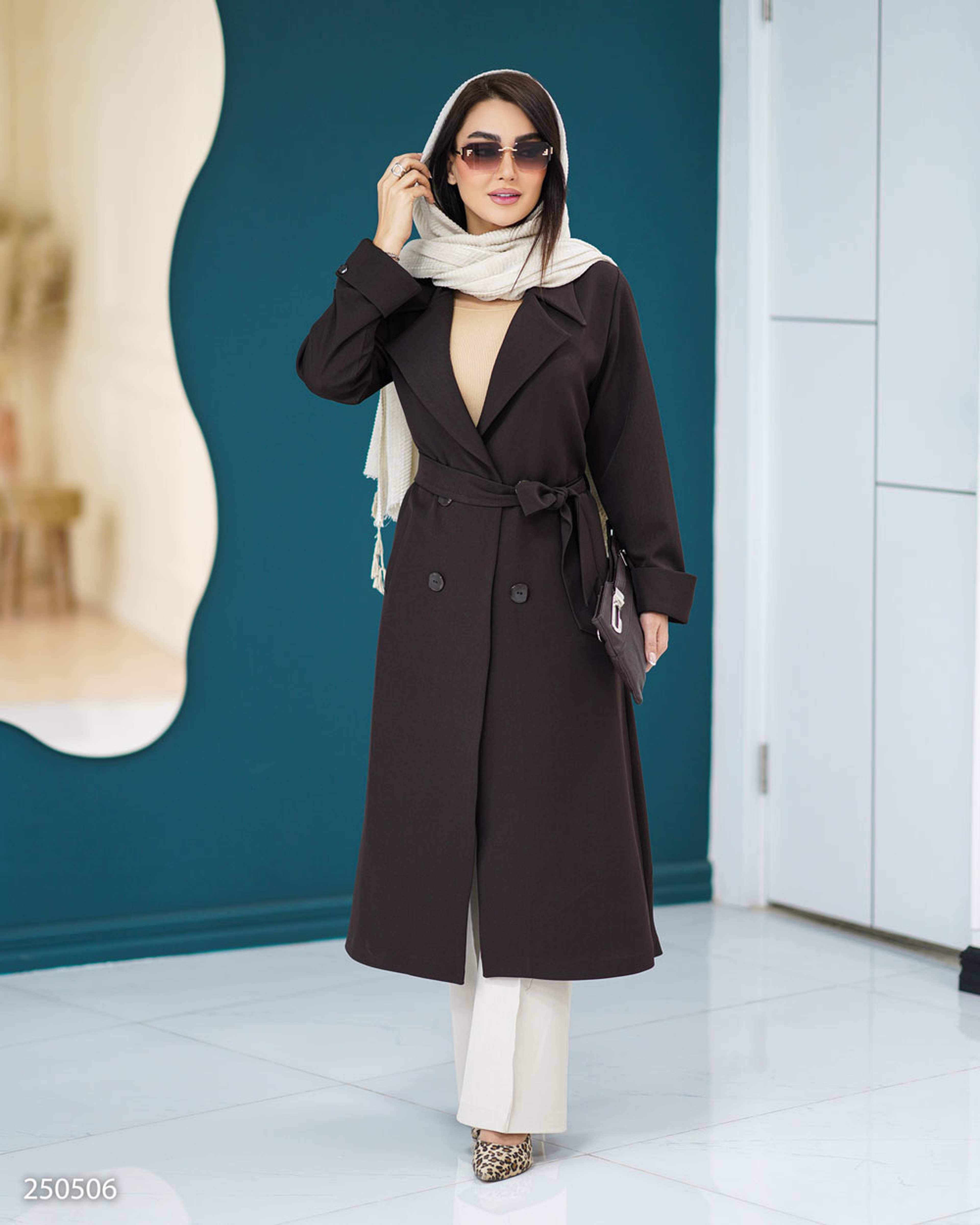 مانتو زنانه قهوه ای السانا Elsana مدل نلینا کد 2505