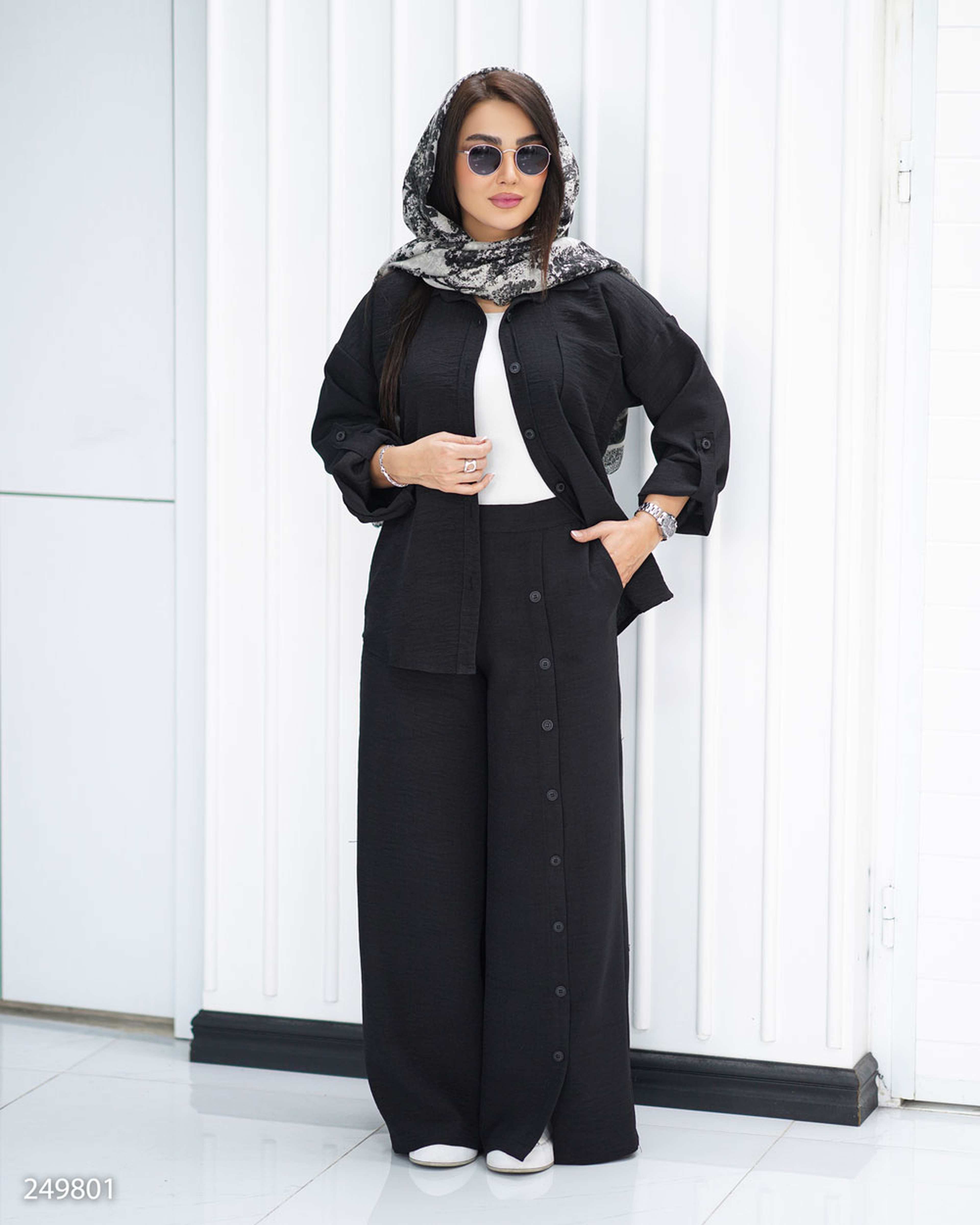 ست شومیز و شلوار زنانه مشکی السانا Elsana مدل هیروان کد 2498