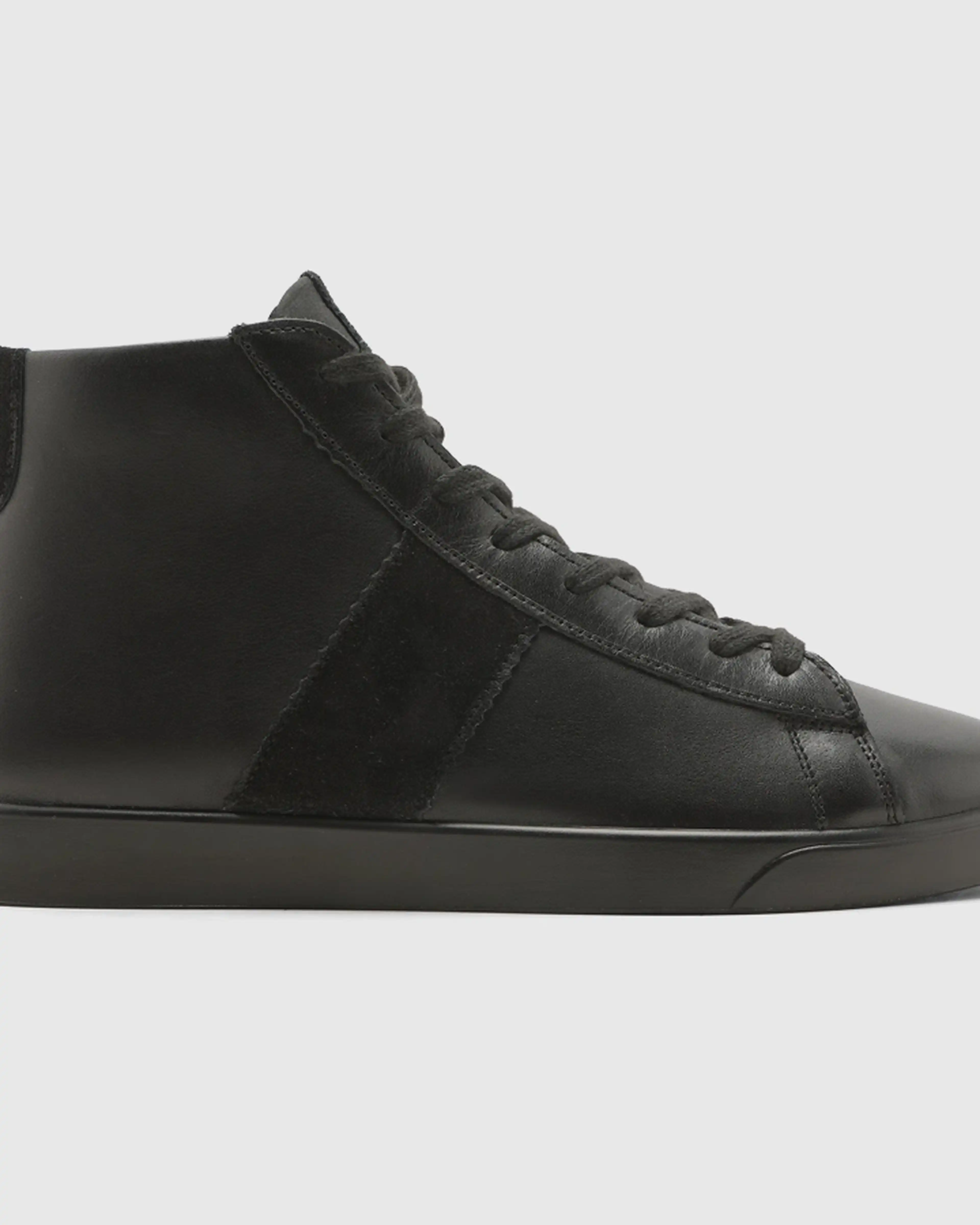 نیم بوت پاشنه بلند چرم طبیعی زنانه بورنیش اشبالت مشکی اورز Orez مدل MIA SNEAKER BOOT کد WCB160