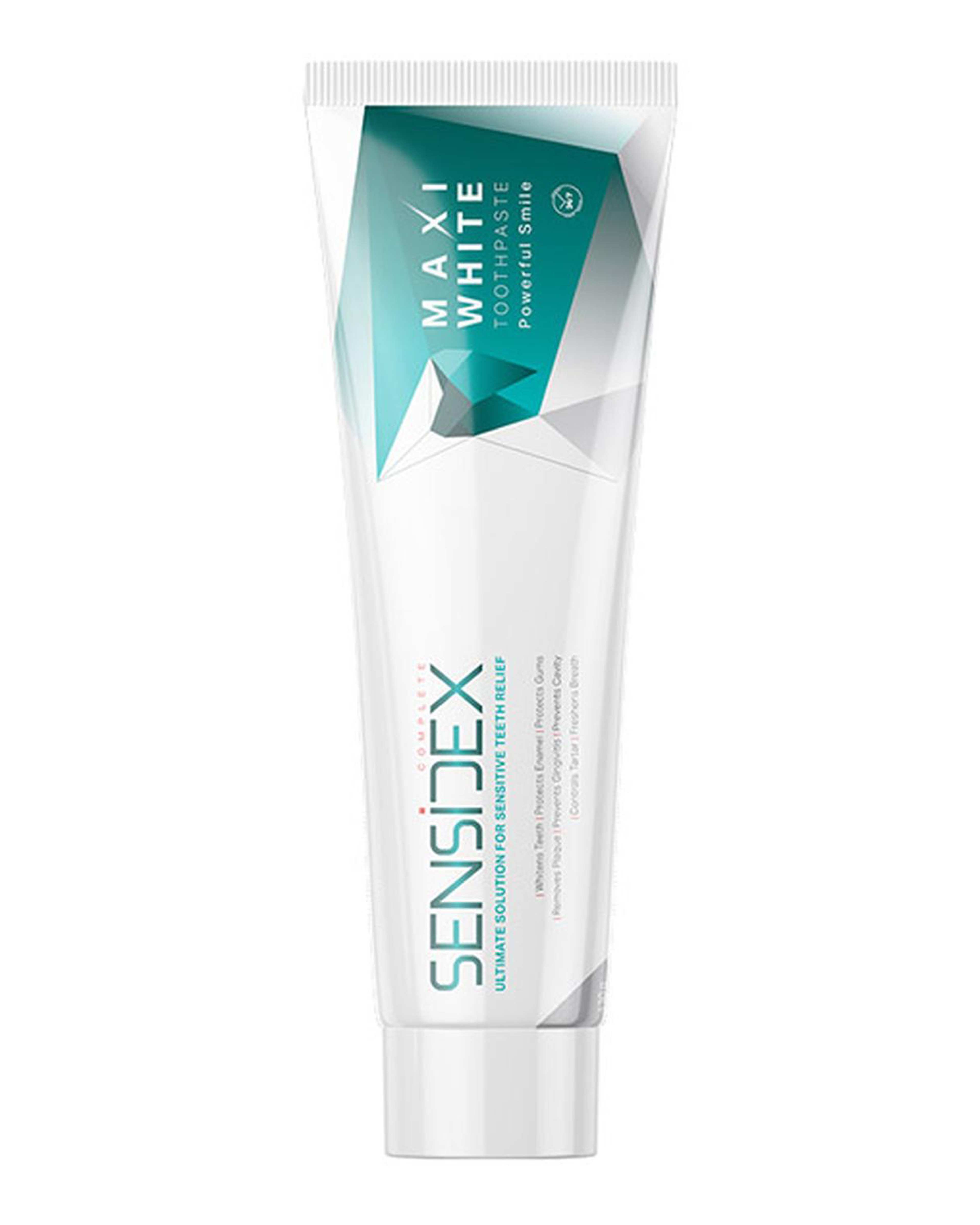 خمیردندان کامل سفید کننده دندان سنسیدکس Sensidex سری Advanced Relief مدل Maxi White وزن 130 گرم