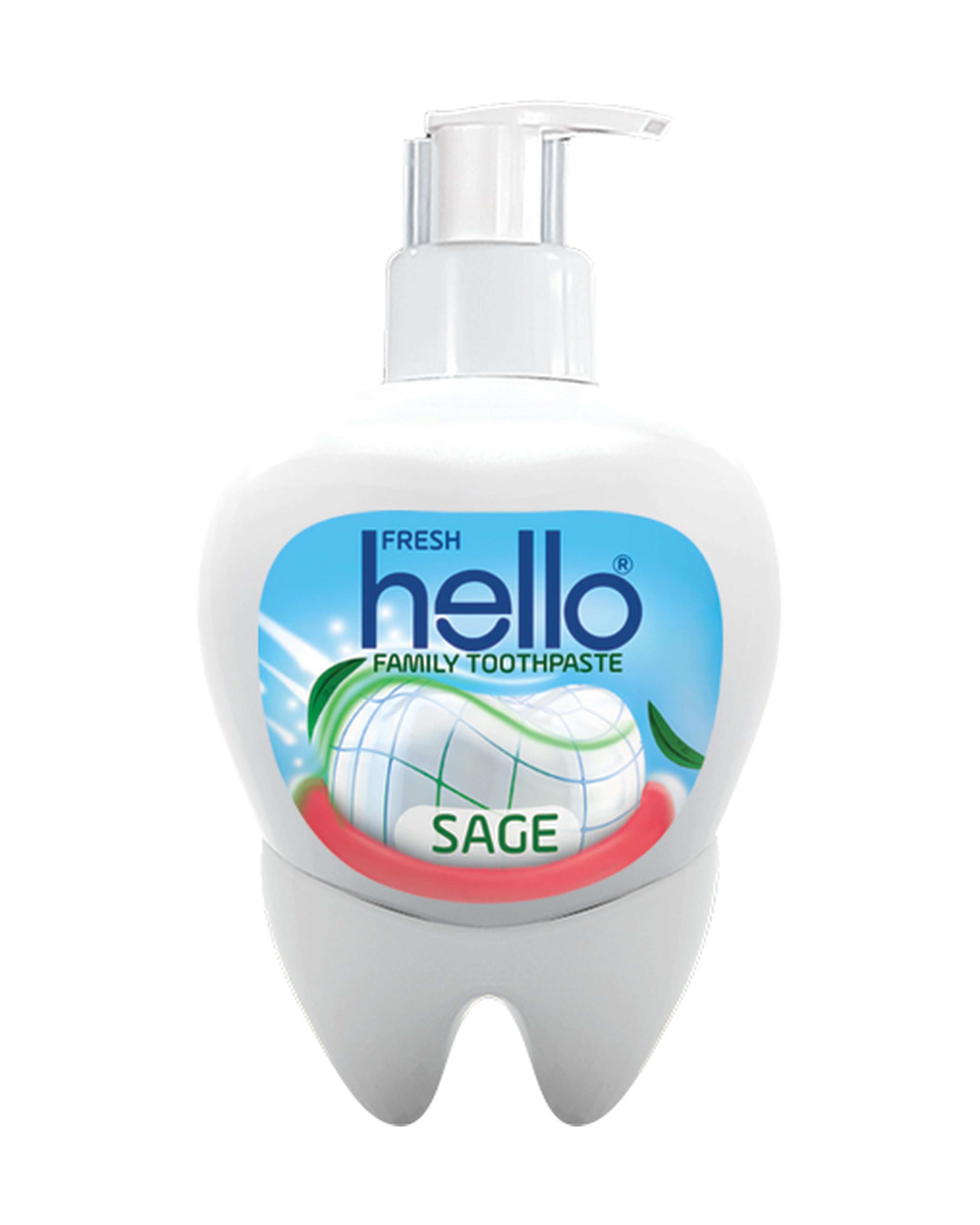 خمیر دندان خانواده پمپی هلو فرش Hello Fresh مدل sage حجم 250ml