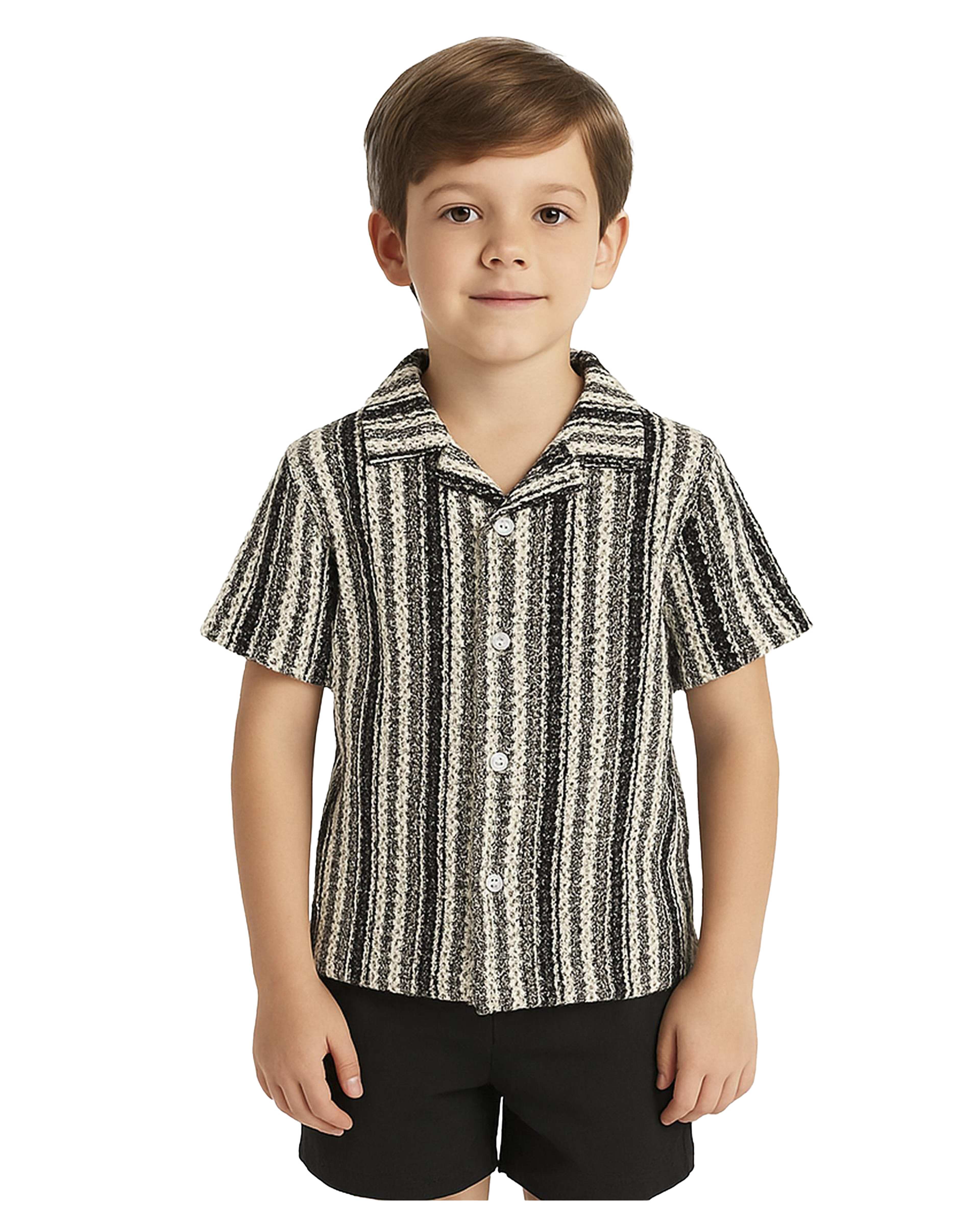 پیراهن پسرانه آستین کوتاه سفید مشکی مرینو Merino کد 1746