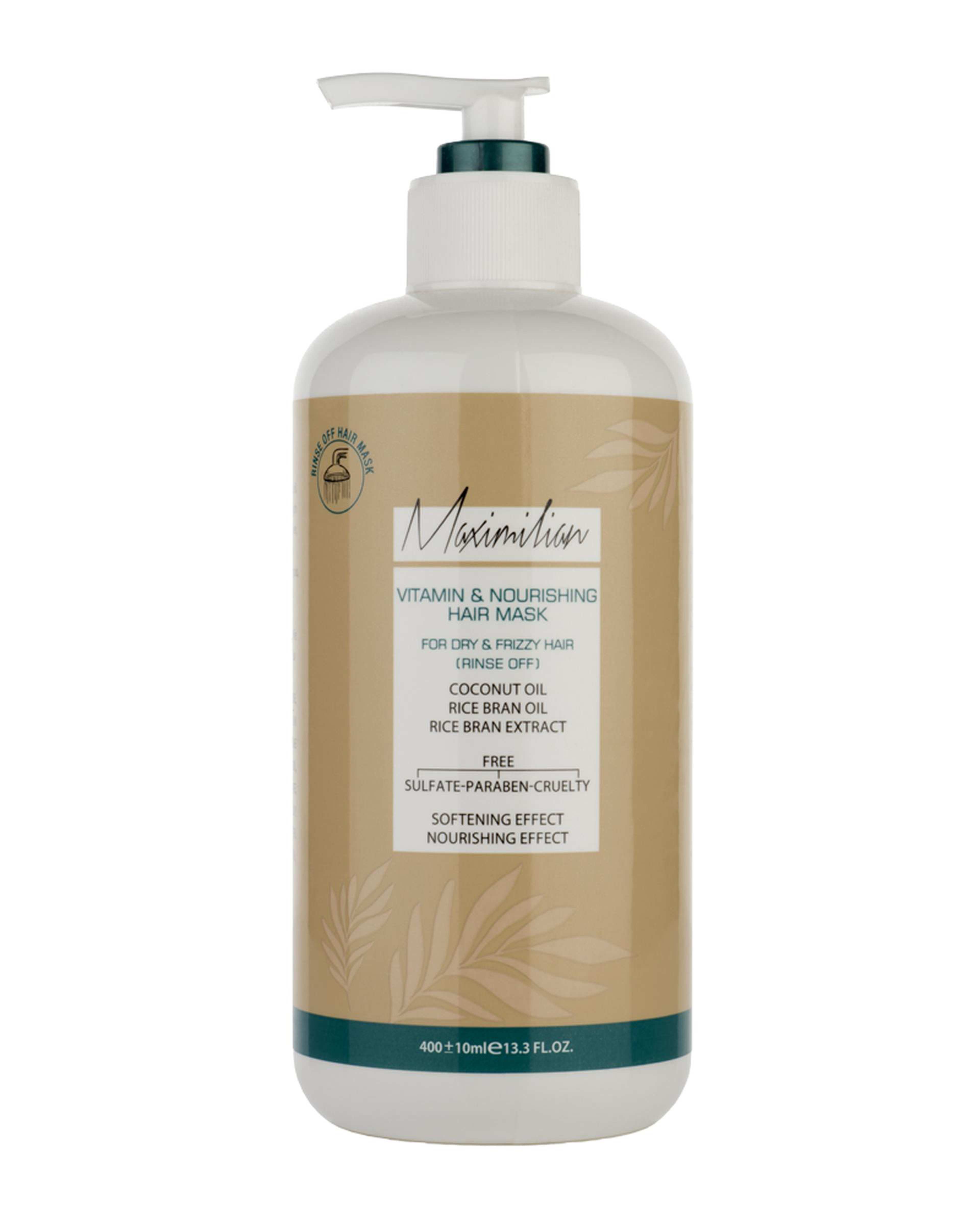 ماسک موی مغذی و ویتامینه فاقد سولفات با آبکشی ماکسیمیلیان Maximilian حجم 400ml