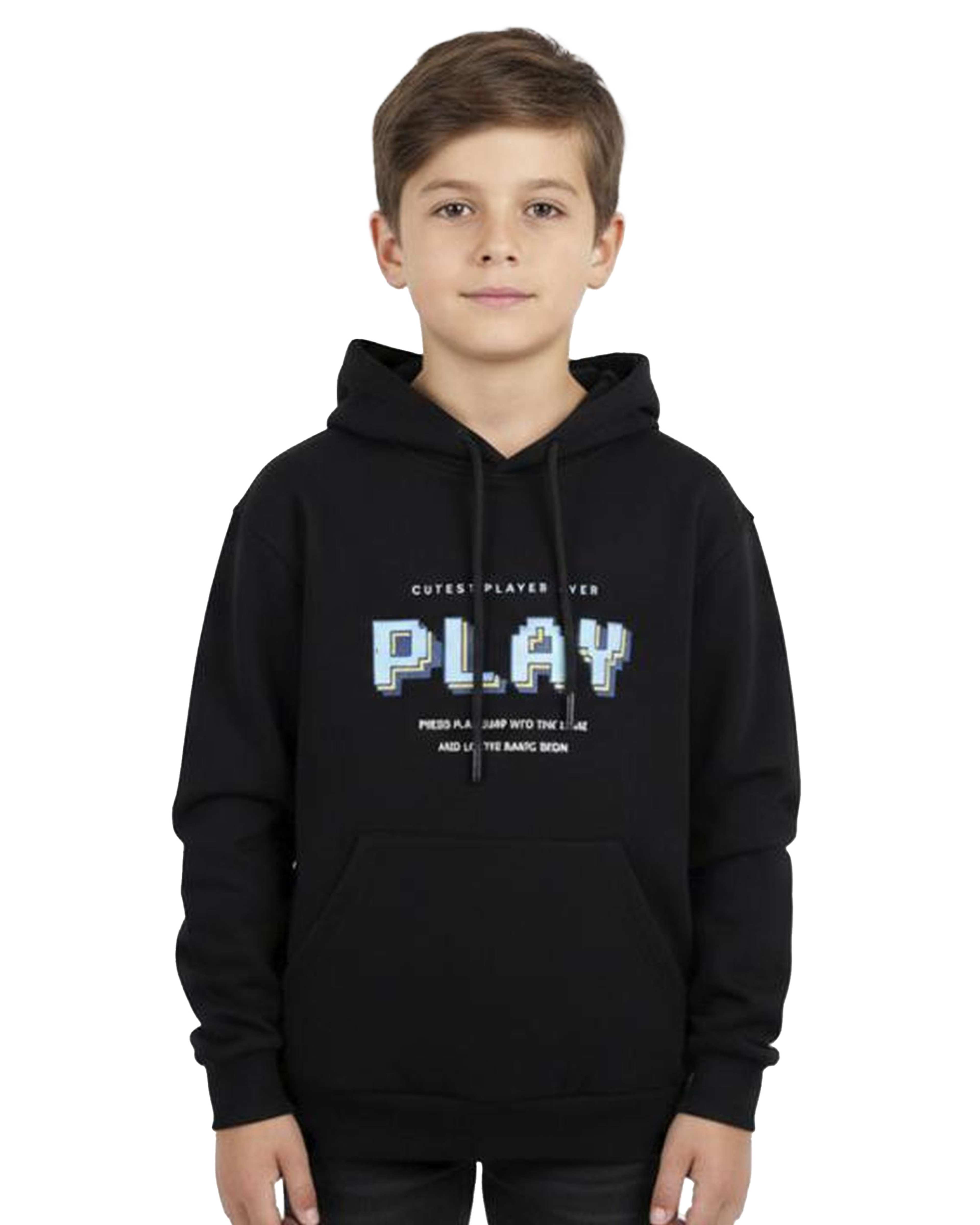 هودی پسرانه مشکی مرینو Merino طرح PLAY کد 1784