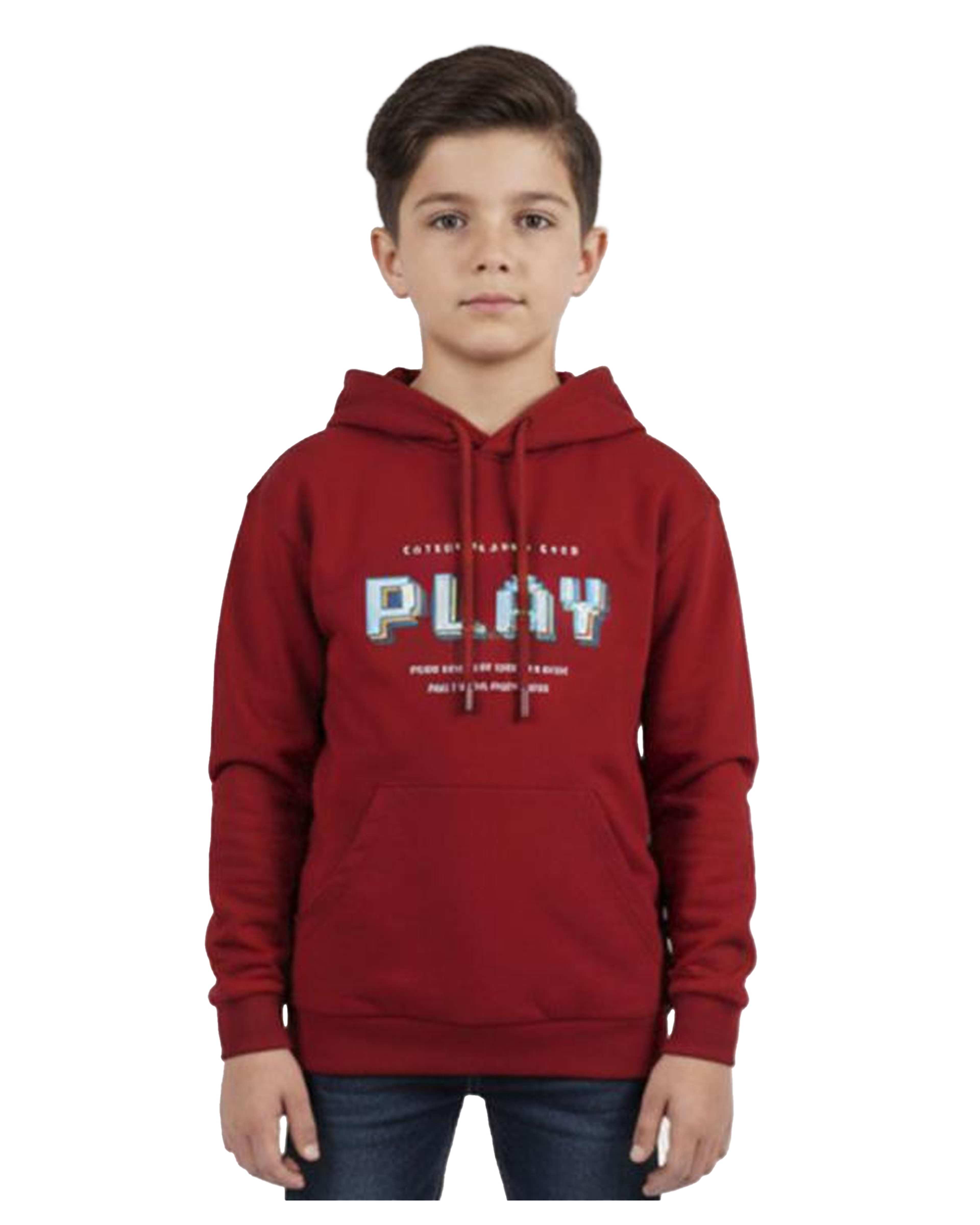 هودی پسرانه زرشکی مرینو Merino طرح PLAY کد 1784
