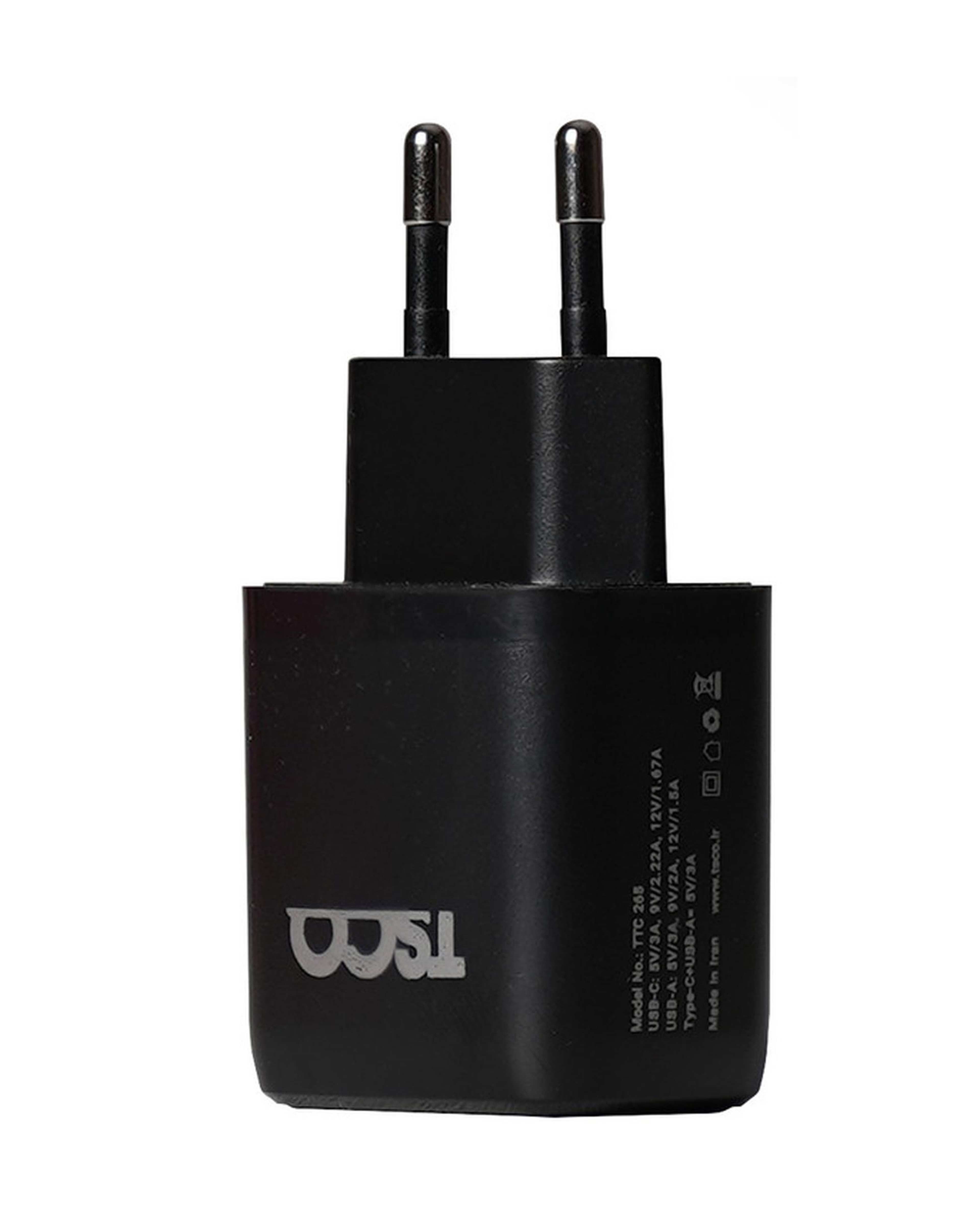 شارژر دیواری 20 وات دو پورت مشکی تسکو Tsco مدل TTC 265