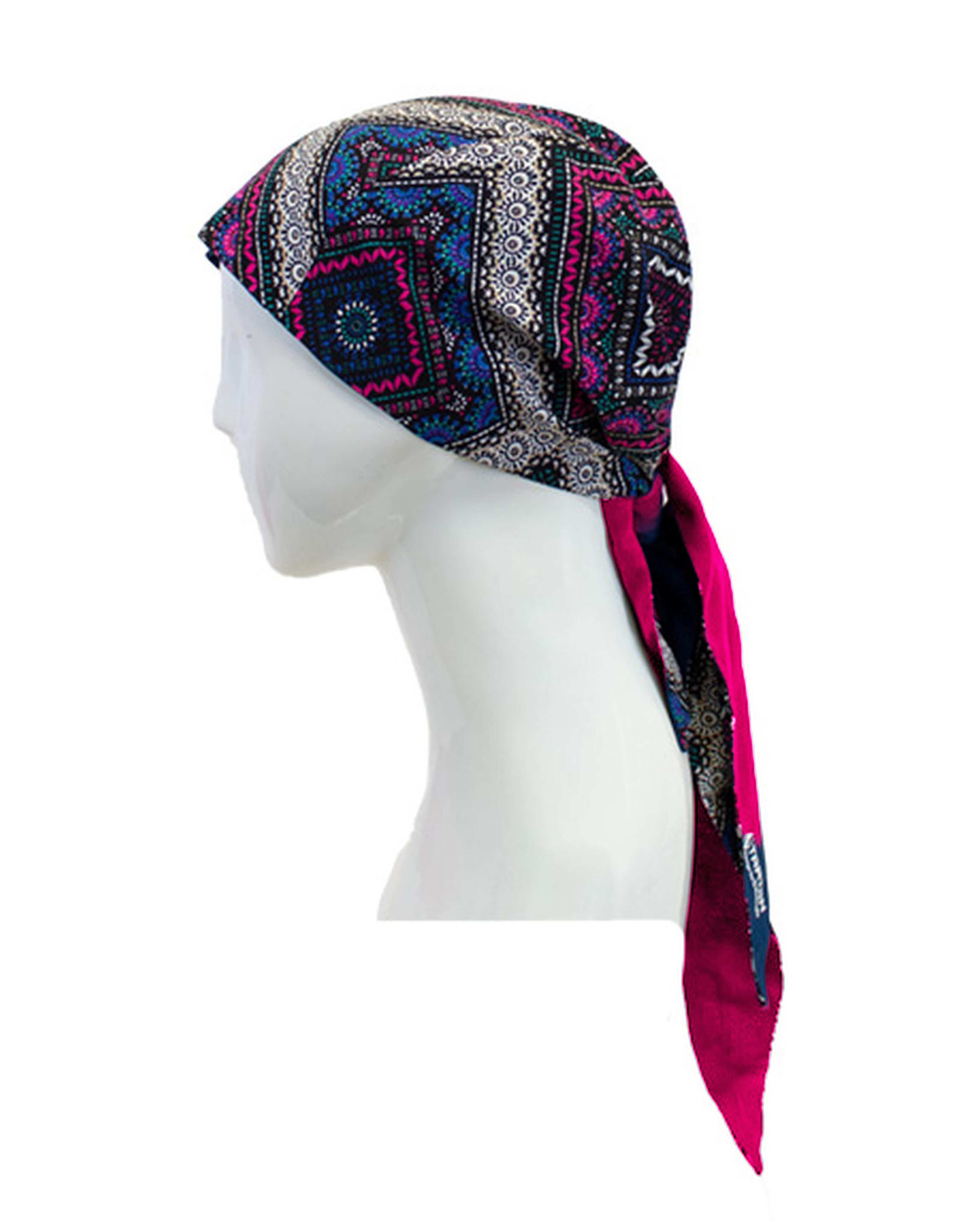 دستمال سر زنانه دو رو سرخابی تارتن Tartan طرح خشتی کد 11062376