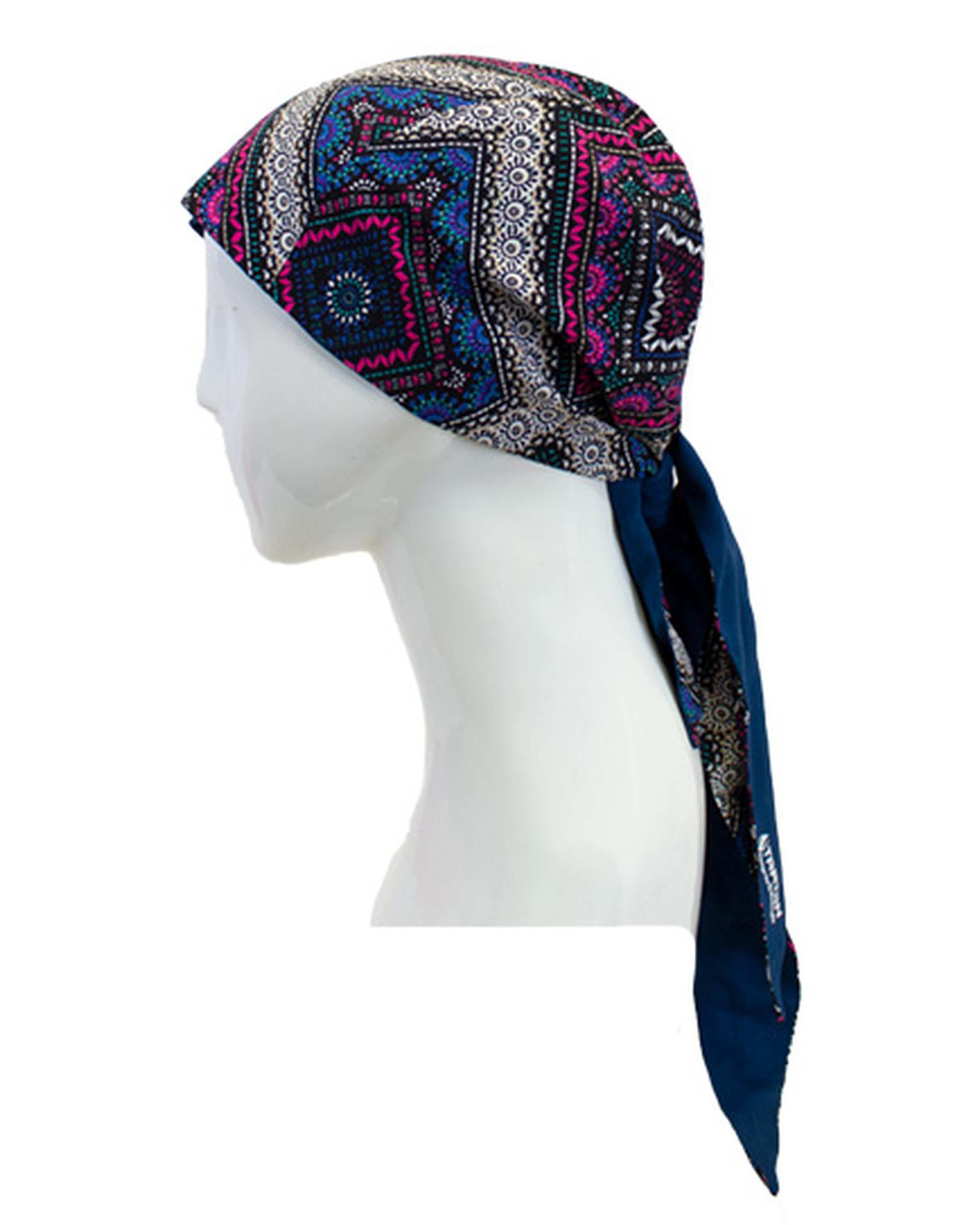 دستمال سر زنانه دو رو سرمه ای تارتن Tartan طرح خشتی کد 11062376