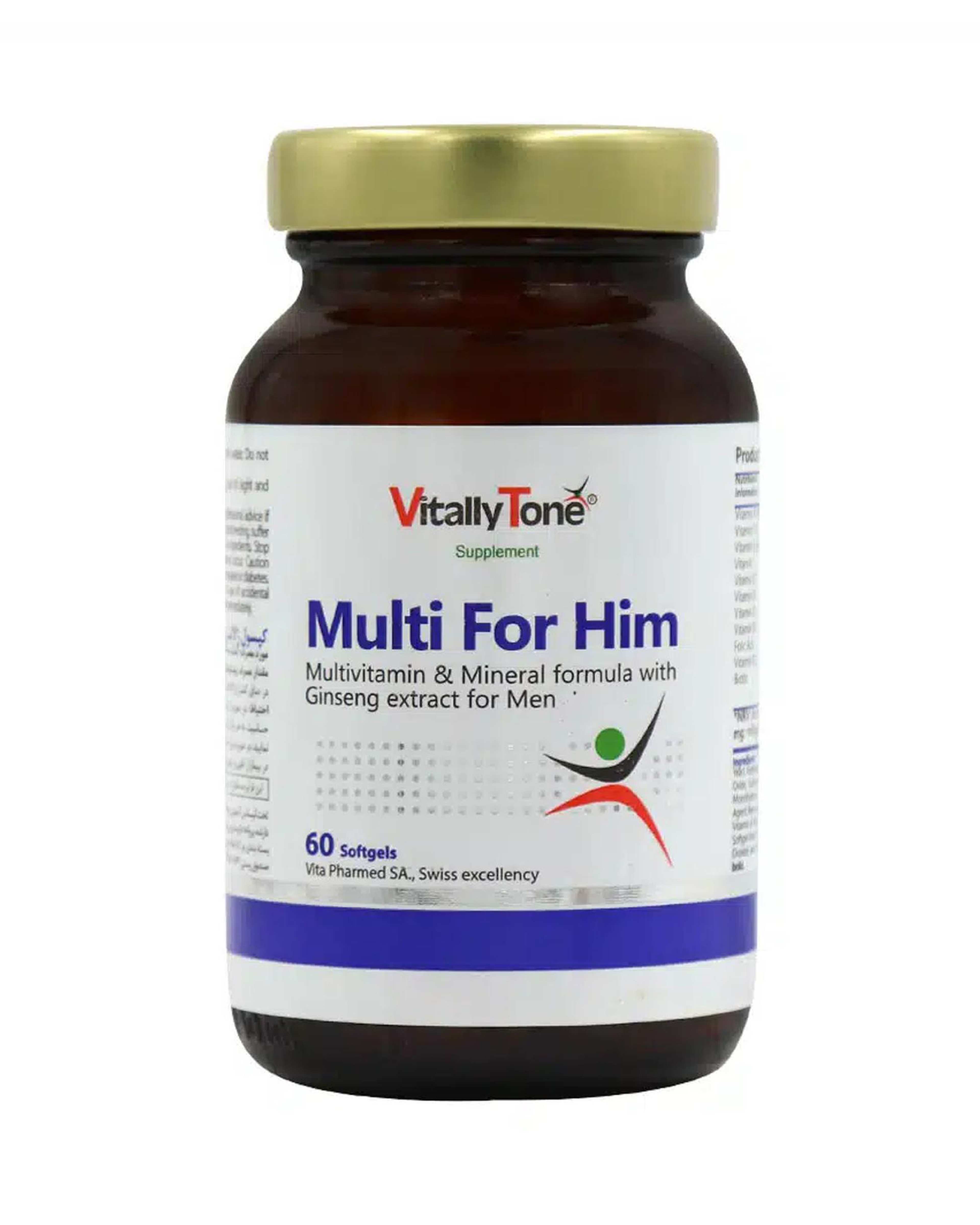 کپسول ژلاتینی مولتی فور هیم ویتالی تون بسته 60 عددی