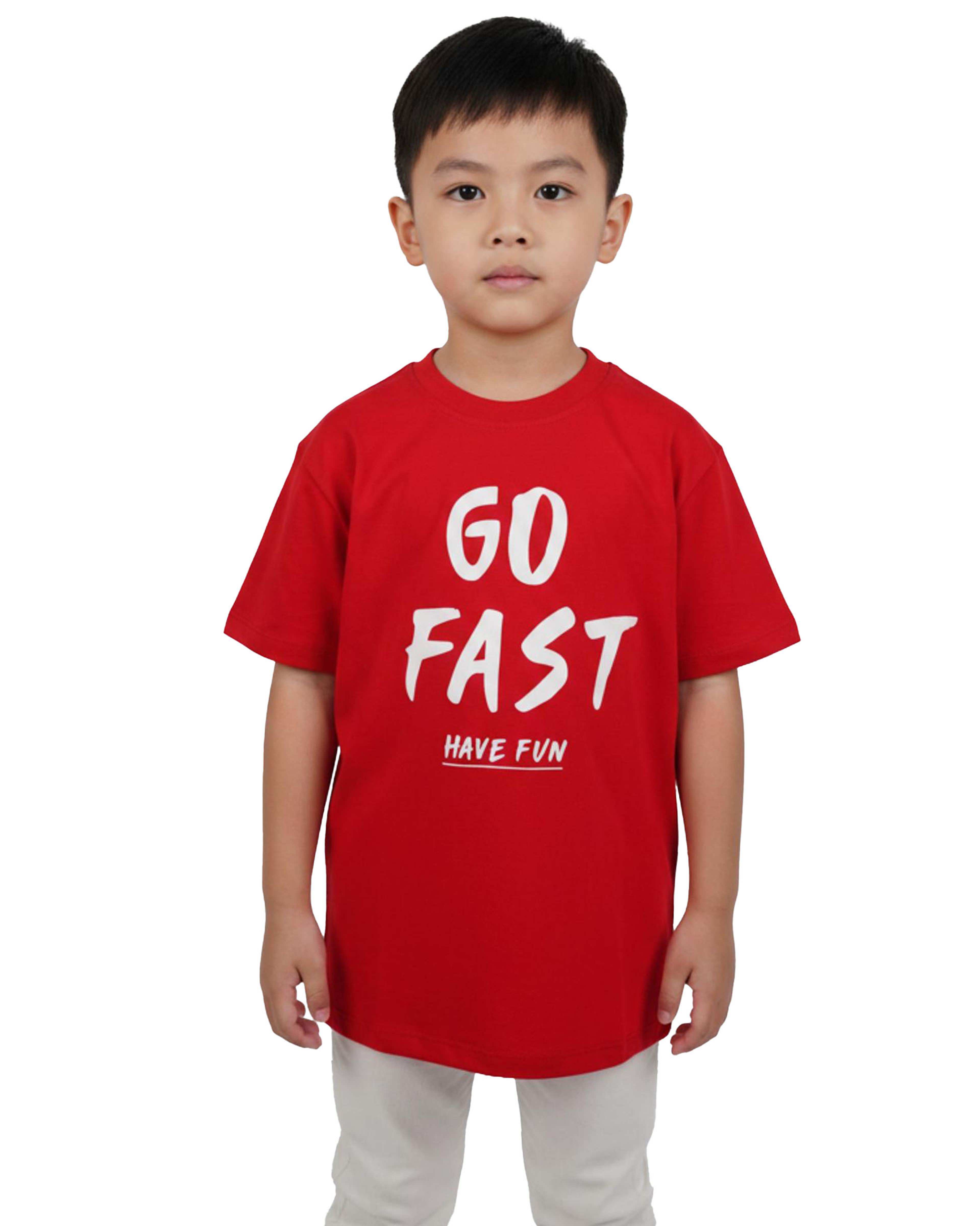 تیشرت پسرانه قرمز مرینو Merino طرح FAST کد 1888