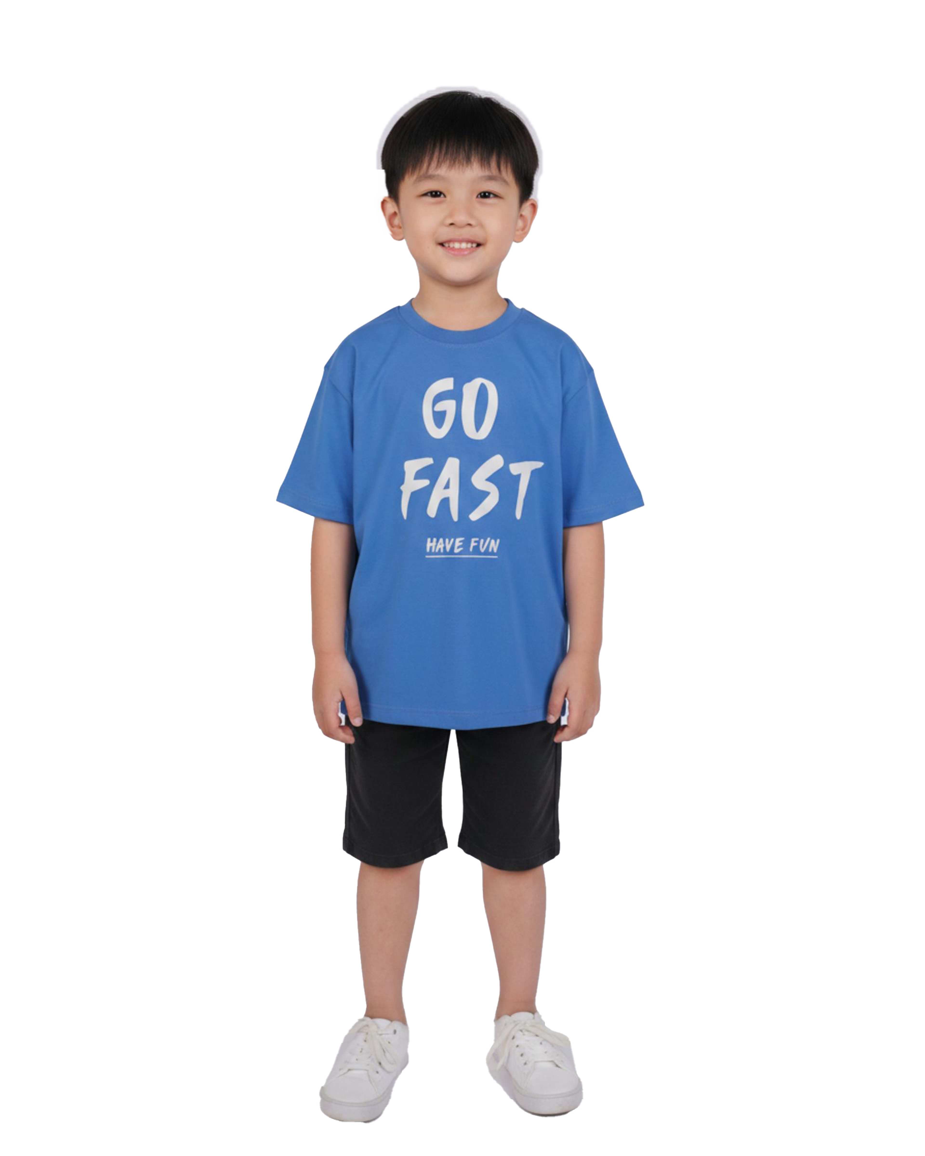 تیشرت پسرانه آبی مرینو Merino طرح FAST کد 1888
