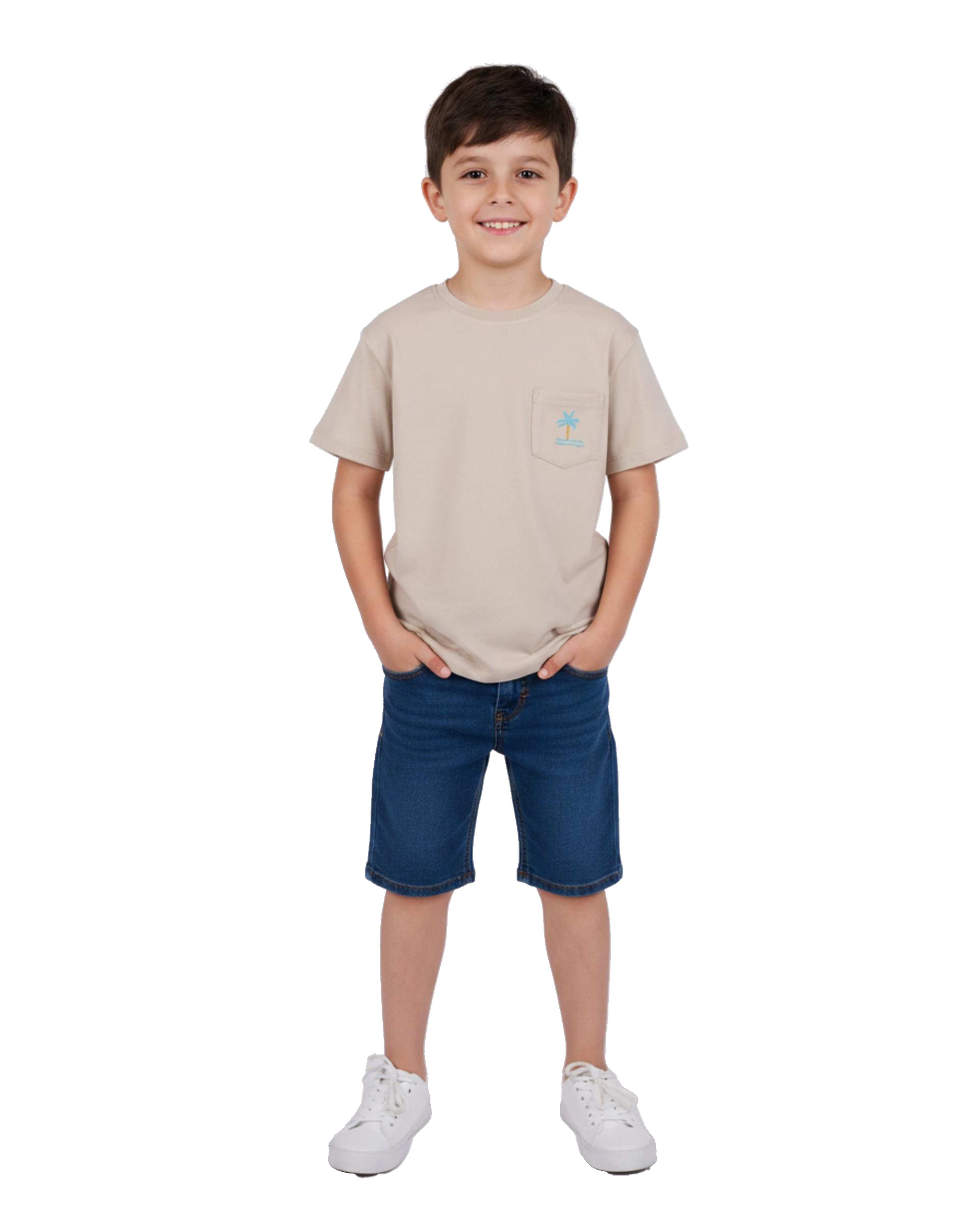 تیشرت پسرانه کرم مرینو Merino طرح نخل کد 1896