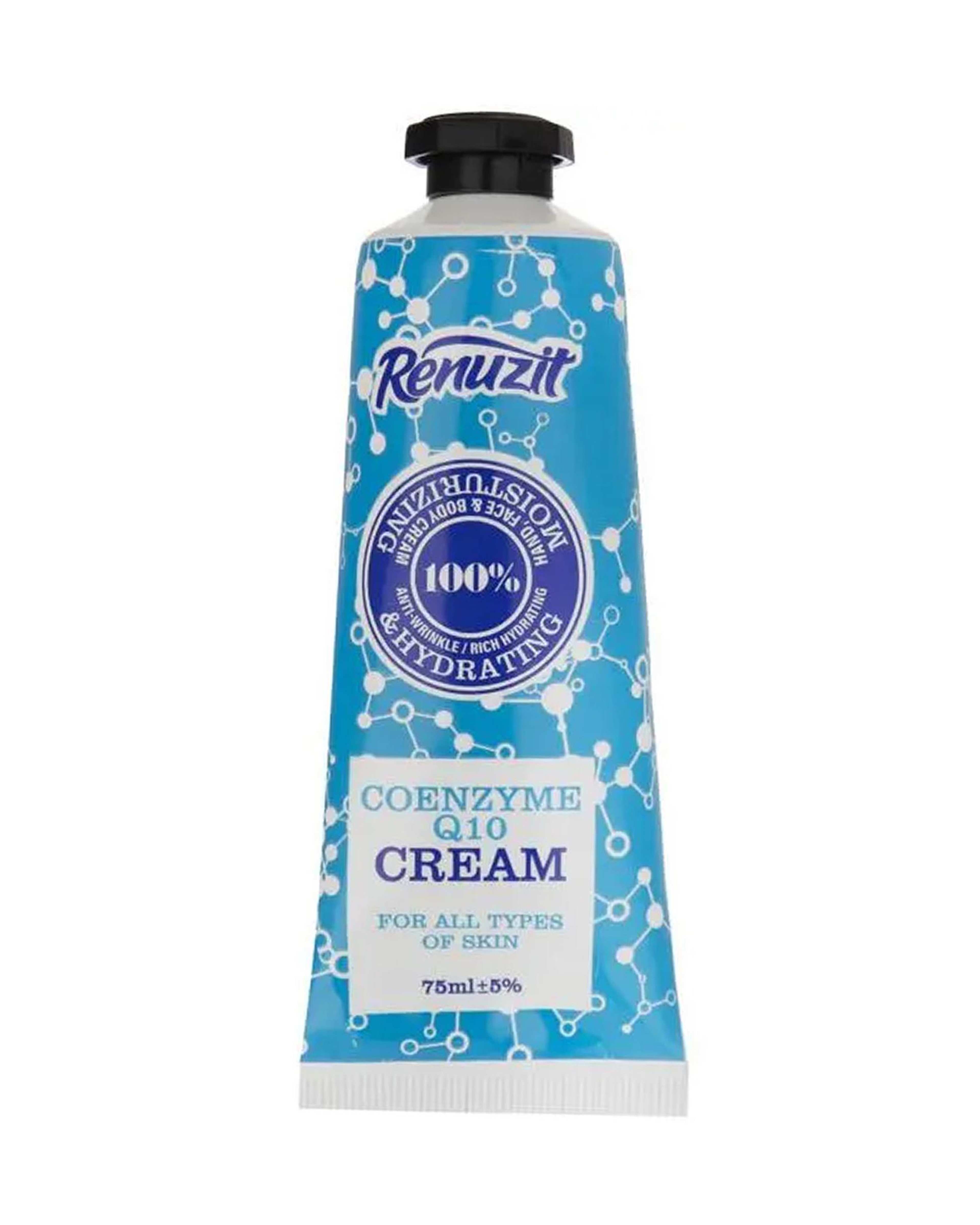 کرم مرطوب کننده و آبرسان صورت و بدن تیوپی رینوزیت Renuzit حاوی کوآنزیم Q10 حجم 75ml