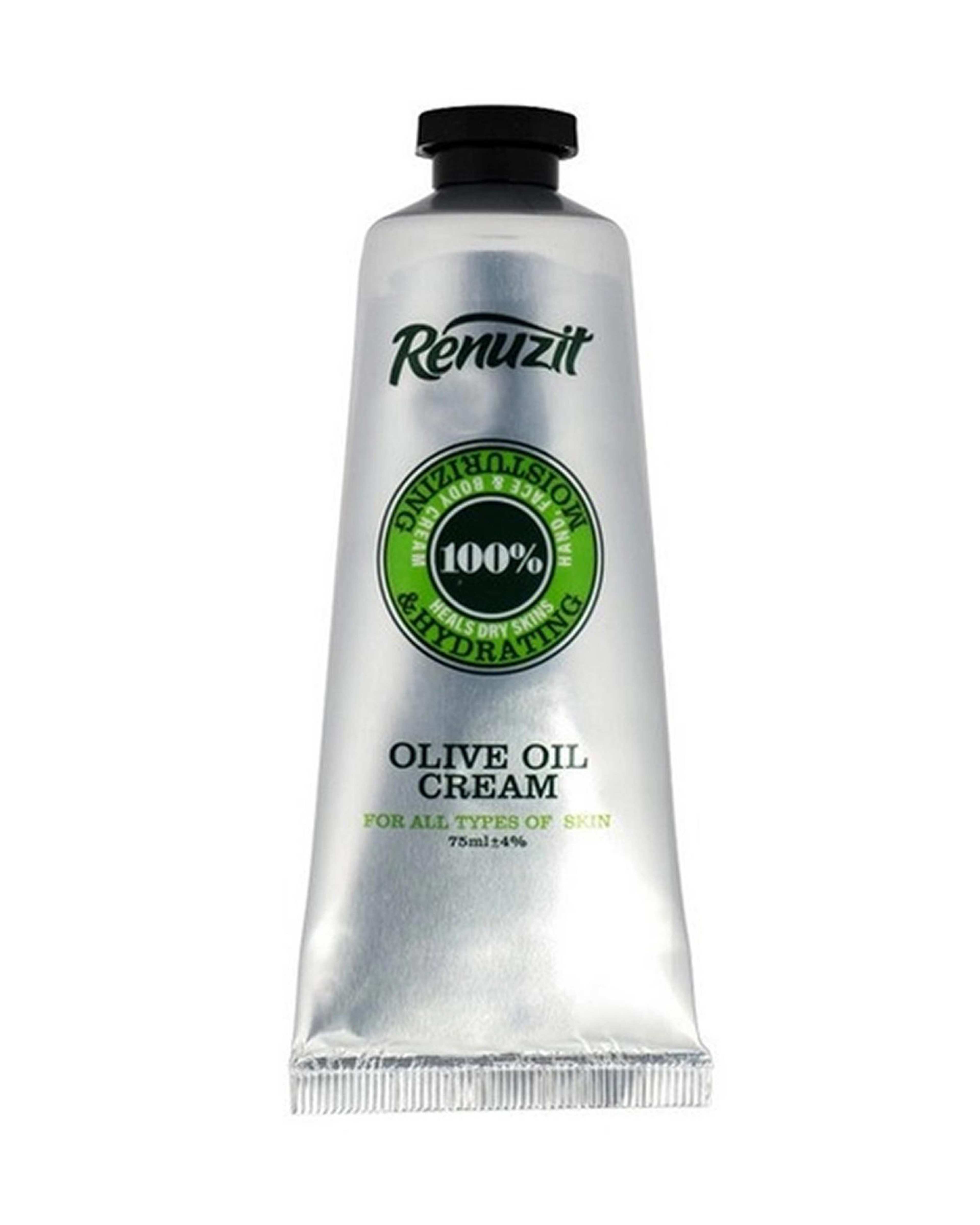 کرم مرطوب کننده و آبرسان صورت و بدن تیوپی رینوزیت Renuzit حاوی روغن زیتون حجم 75ml