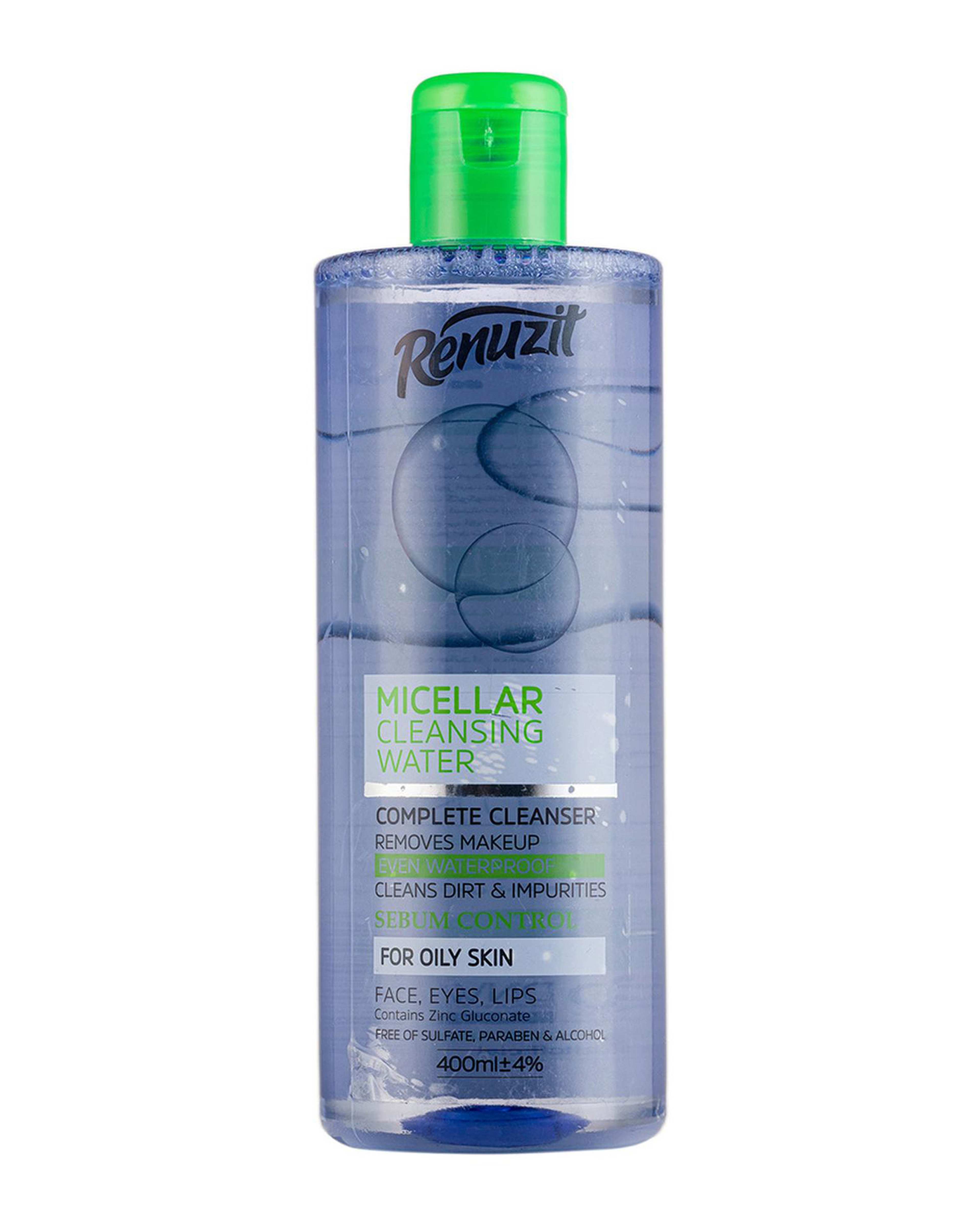 محلول پاک کننده آرایش چشم و صورت رینوزیت Renuzit مناسب پوست چرب 400ml