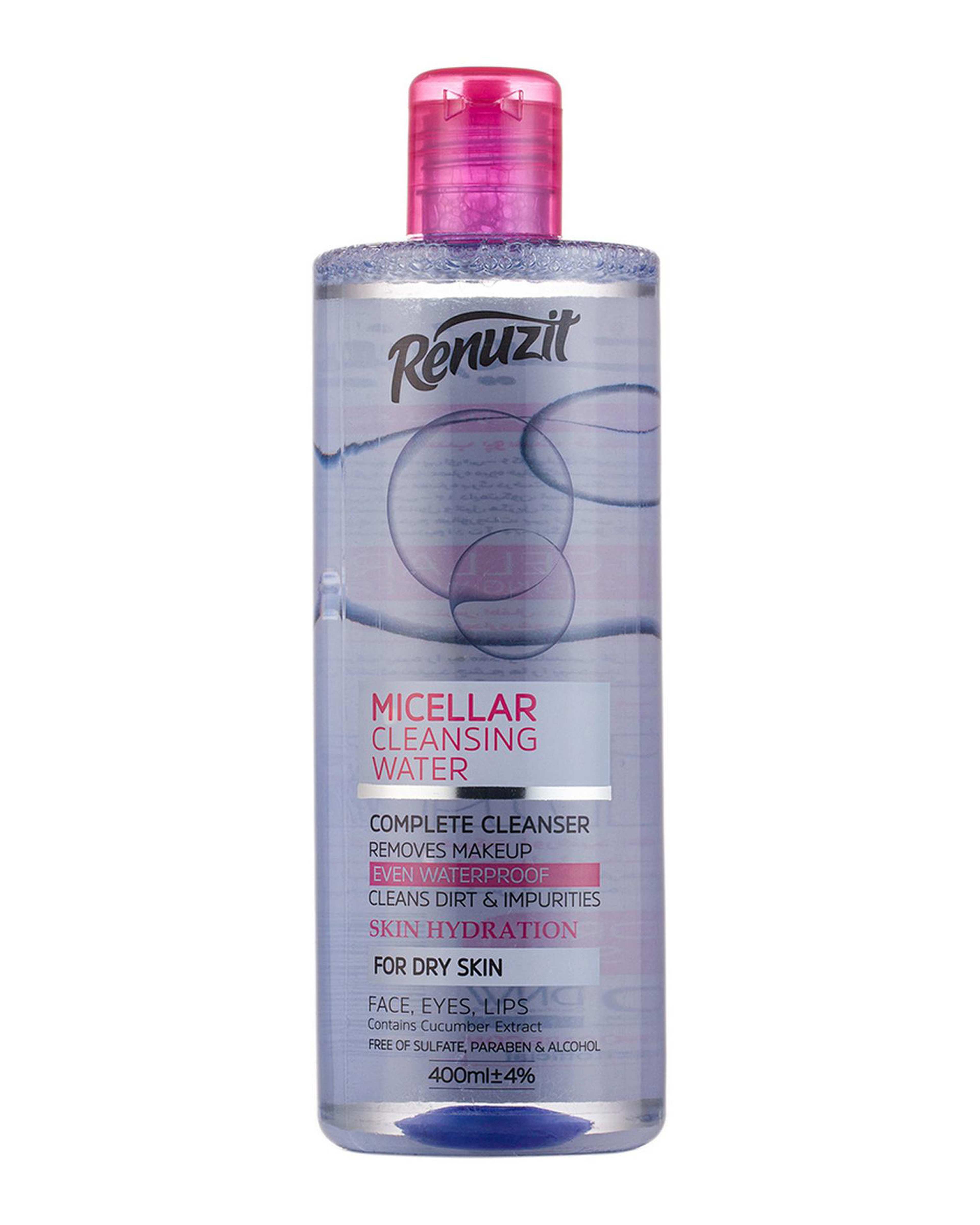 محلول پاک کننده آرایش چشم و صورت رینوزیت Renuzit مناسب پوست خشک 400ml