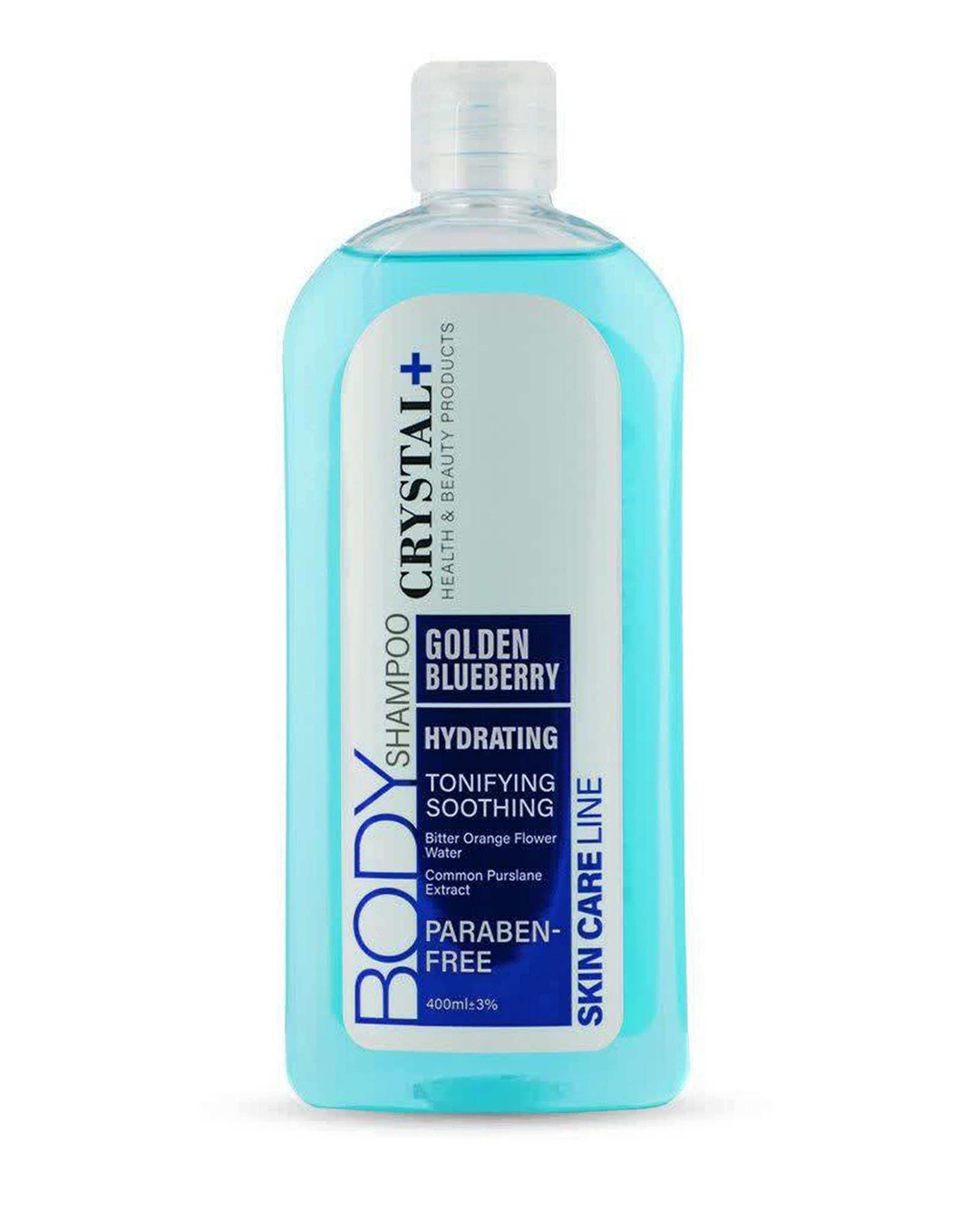 شامپو بدن کریستال Crystal مدل Golden Blueberry رایحه بلوبری حجم 400ml