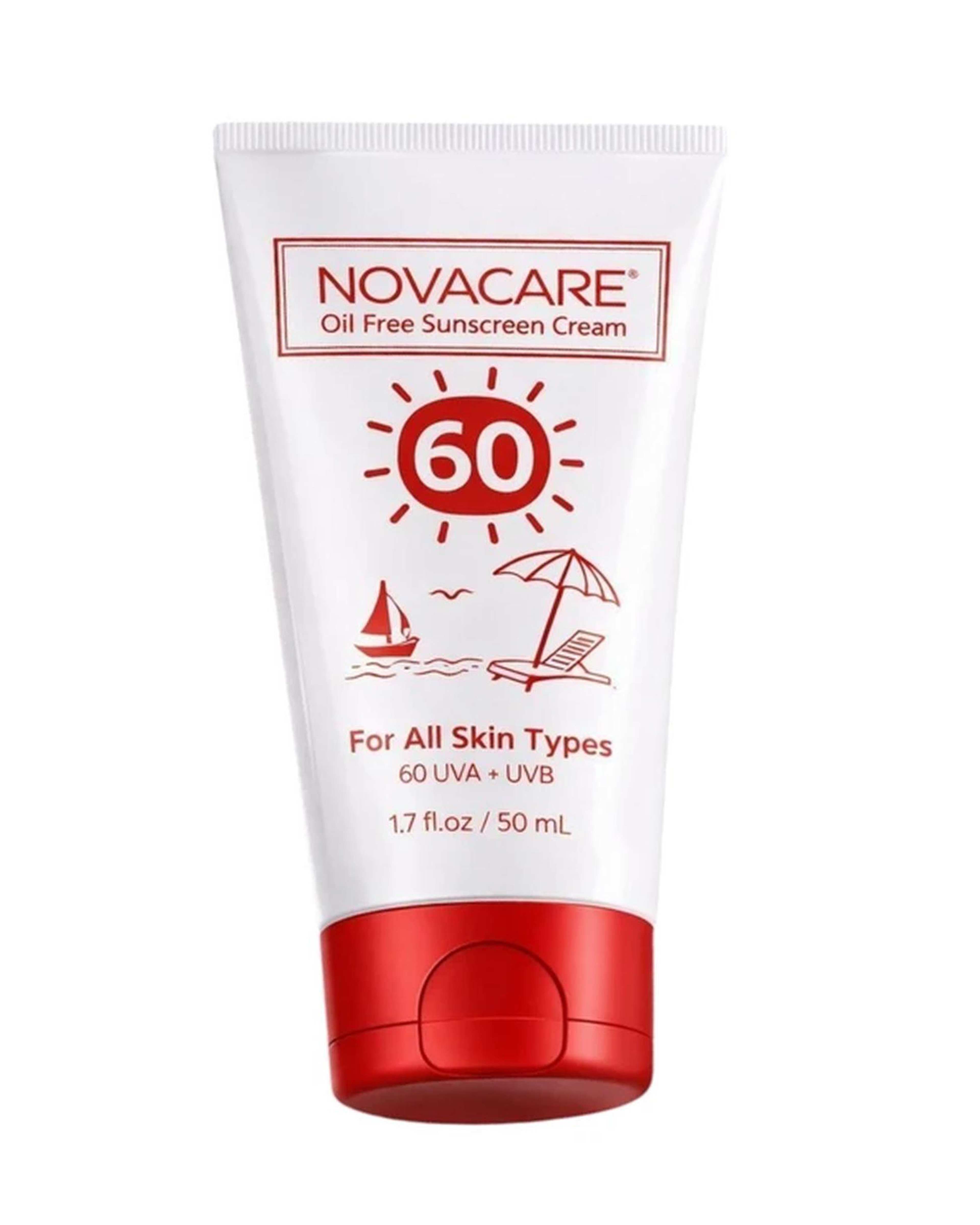 کرم ضد آفتاب بی رنگ SPF60 نواکر Novacare مناسب برای انواع پوست