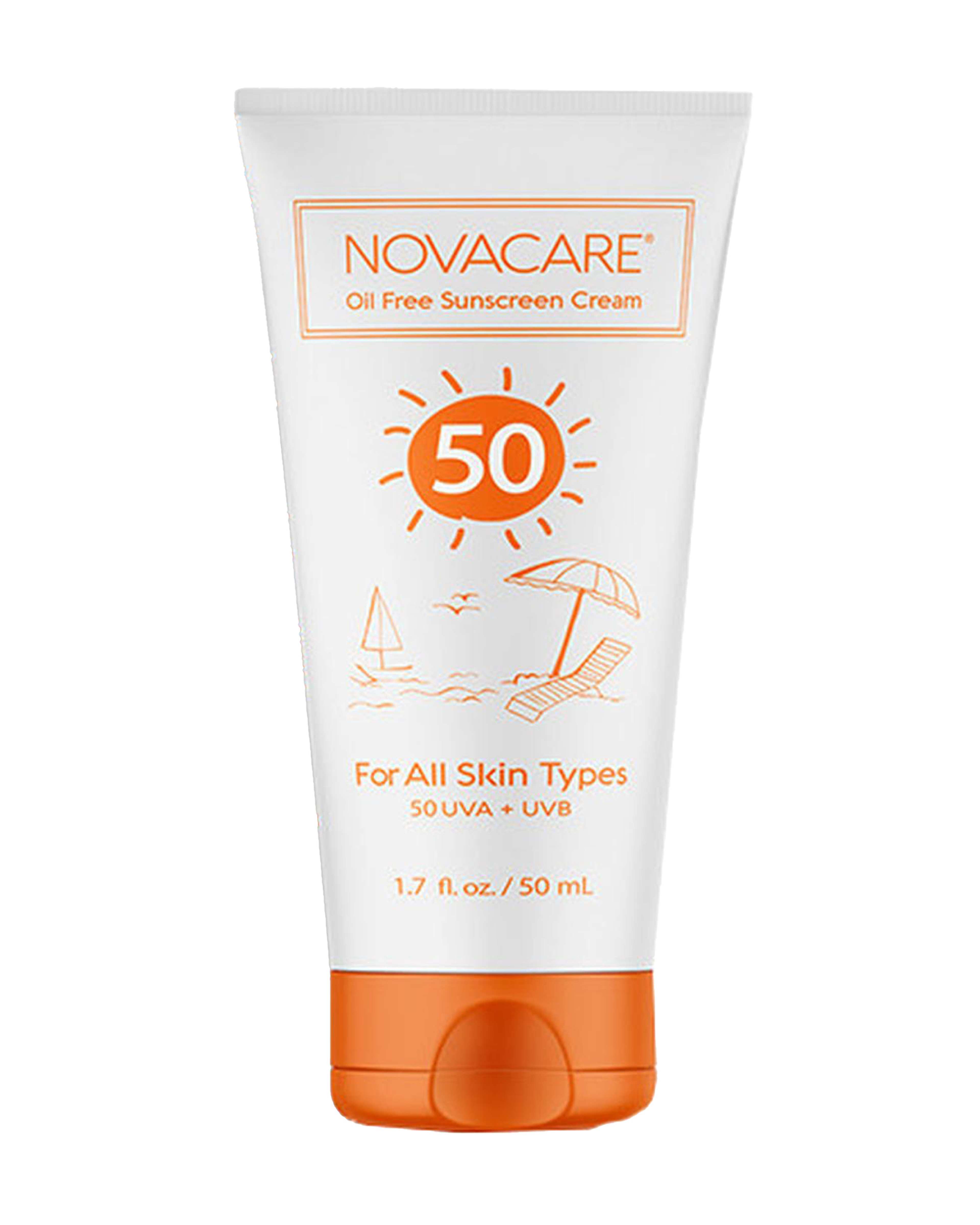 کرم ضد آفتاب بی رنگ SPF50 نواکر Novacare حجم 50 میلی لیتر