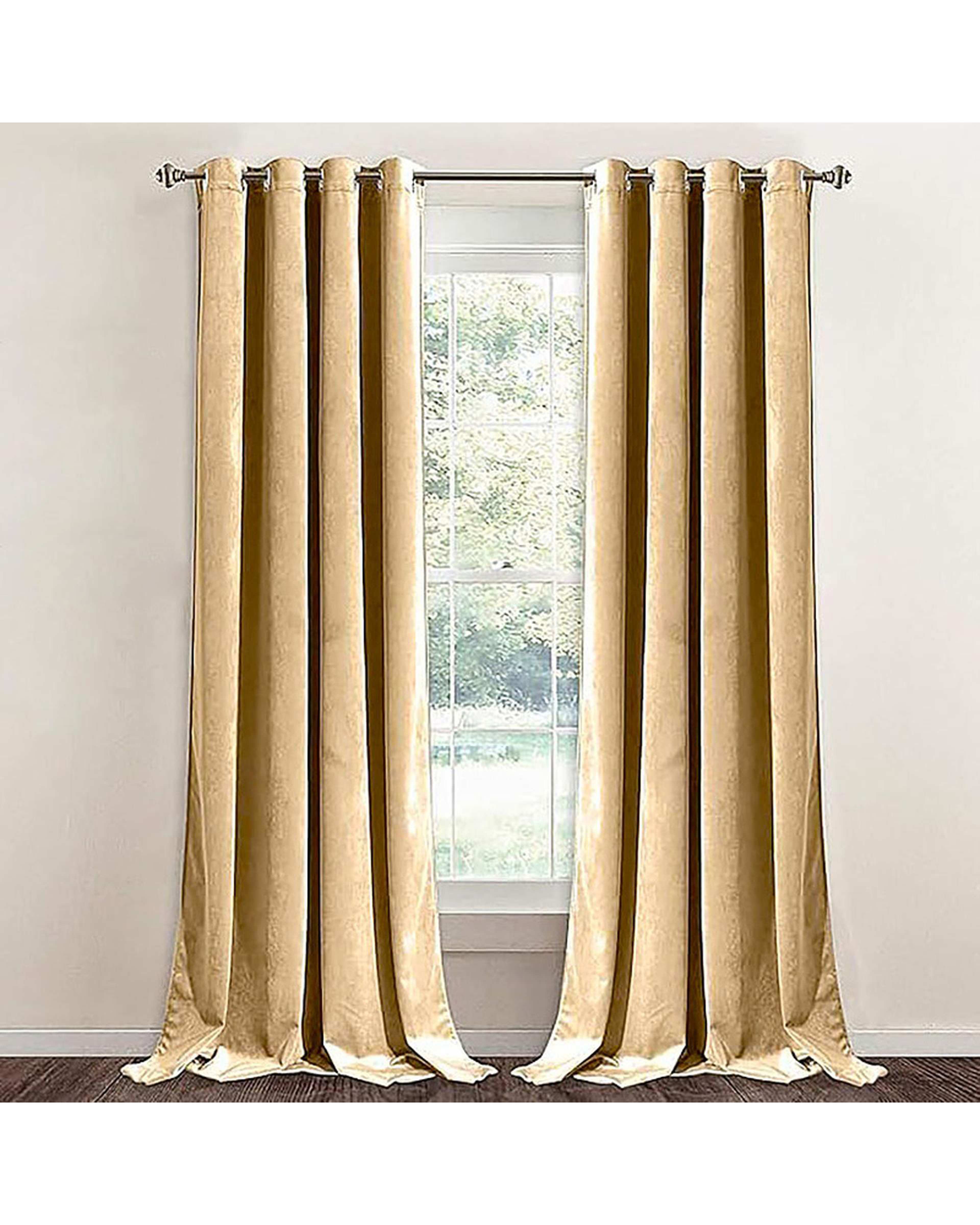 پرده آماده مخمل نوپه هوم Nopehome مدل پانچی کرم P18 سایز 140x280 سانتی متر