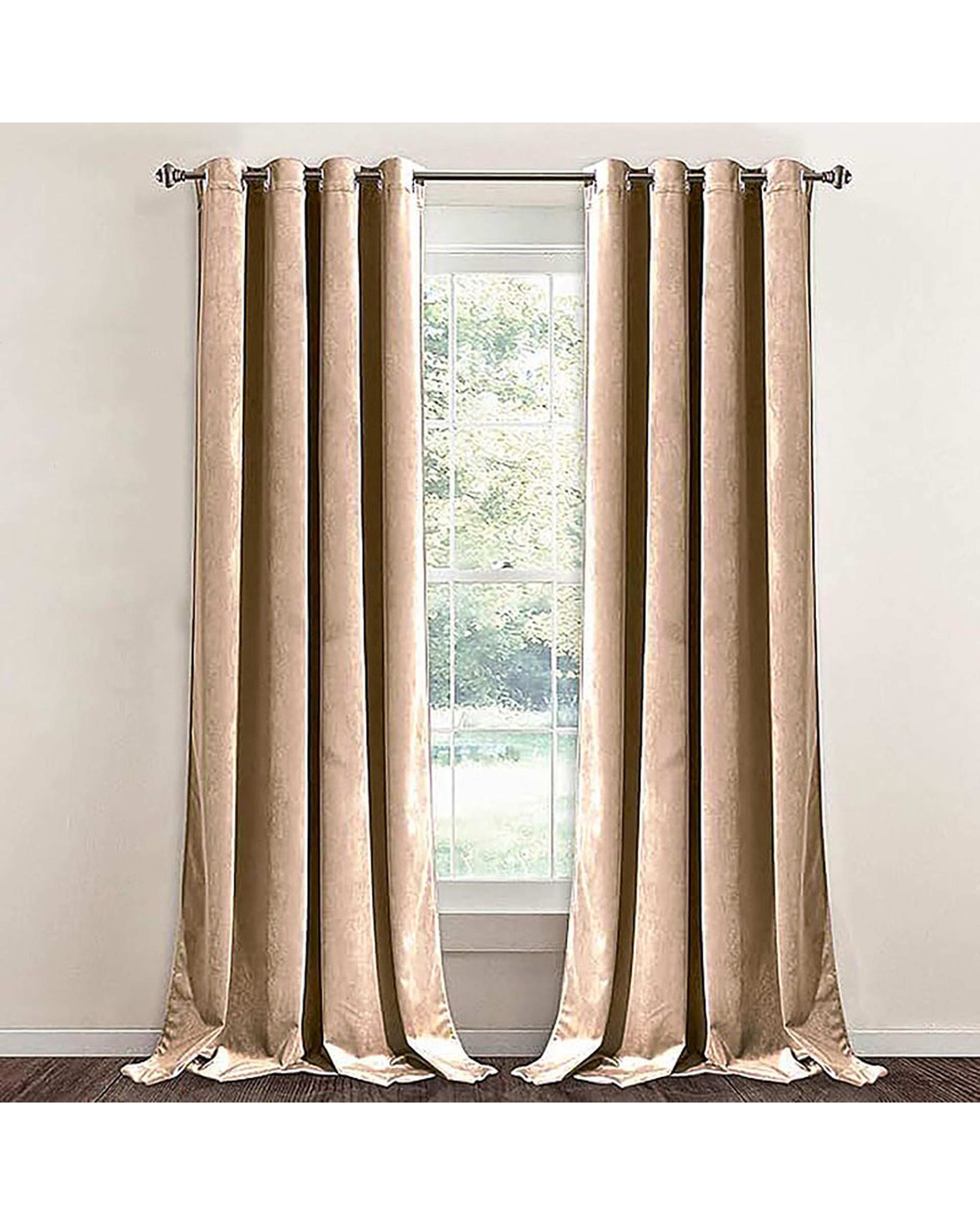 پرده آماده مخمل نوپه هوم Nopehome مدل پانچی بژ P20 سایز 140x280 سانتی متر