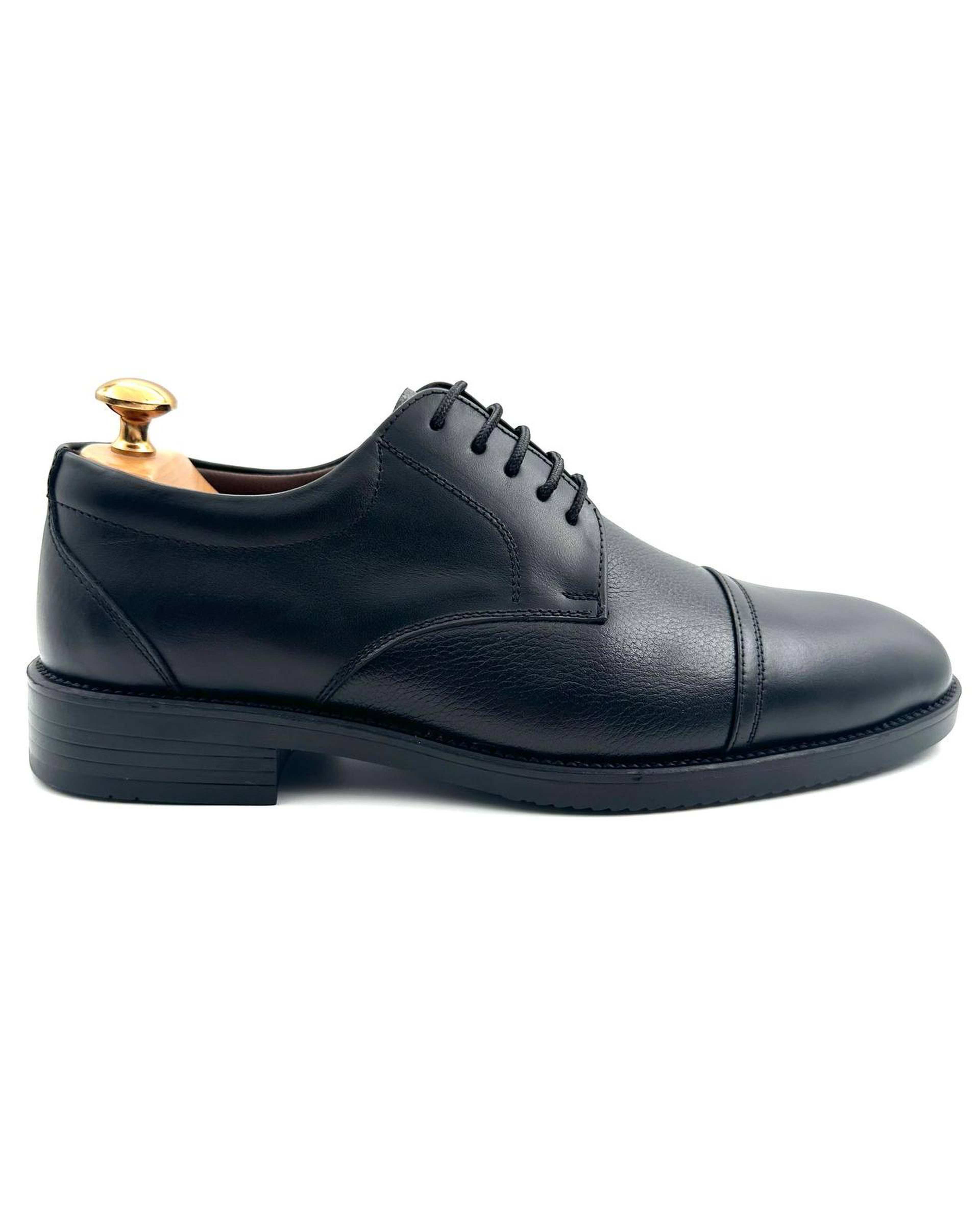 کفش چرم مردانه رسمی مشکی چرم میخچی Mikhchi Leather مدل G206