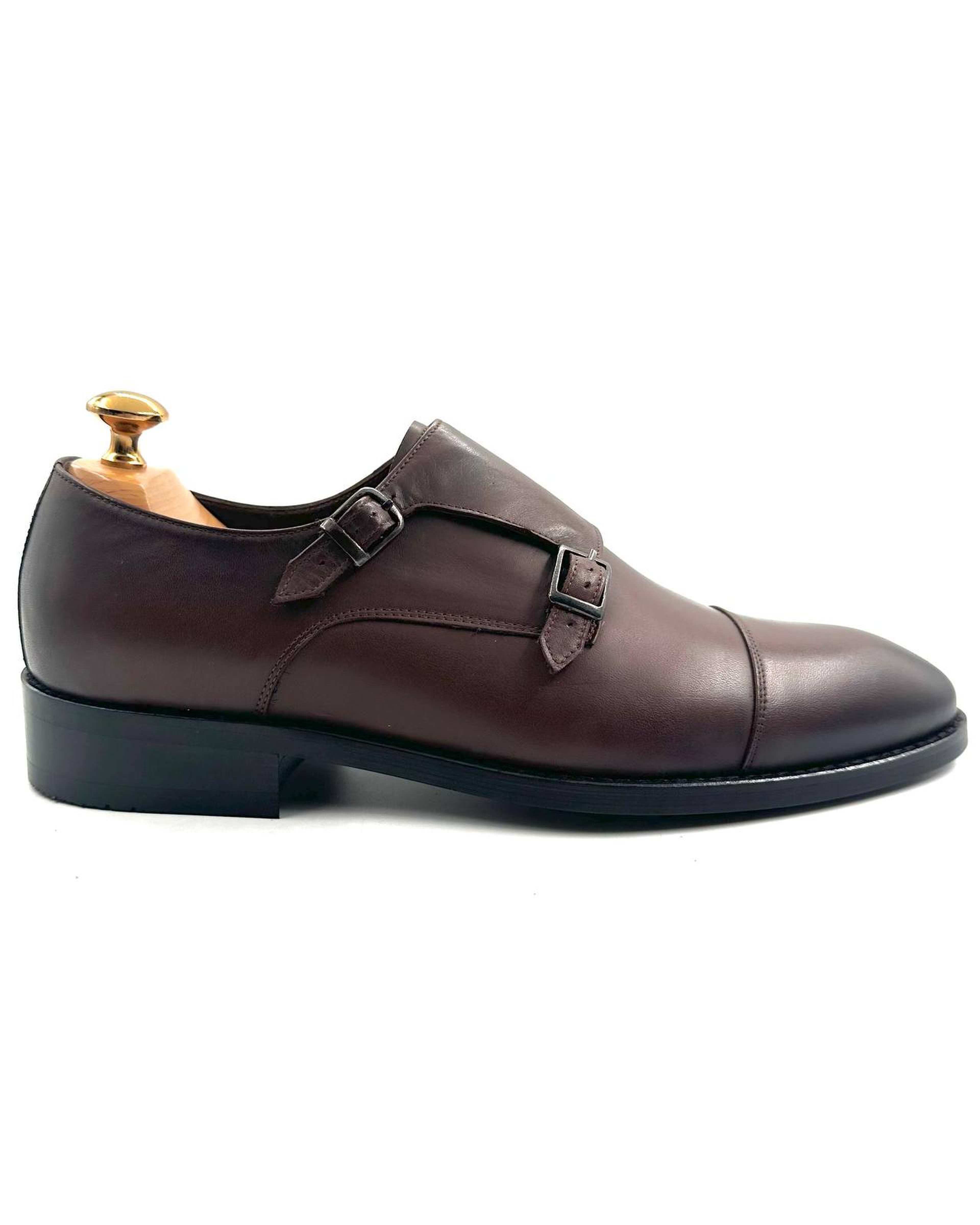 کفش چرم مردانه رسمی دست دوز قهوه ای چرم میخچی Mikhchi Leather مدل M115