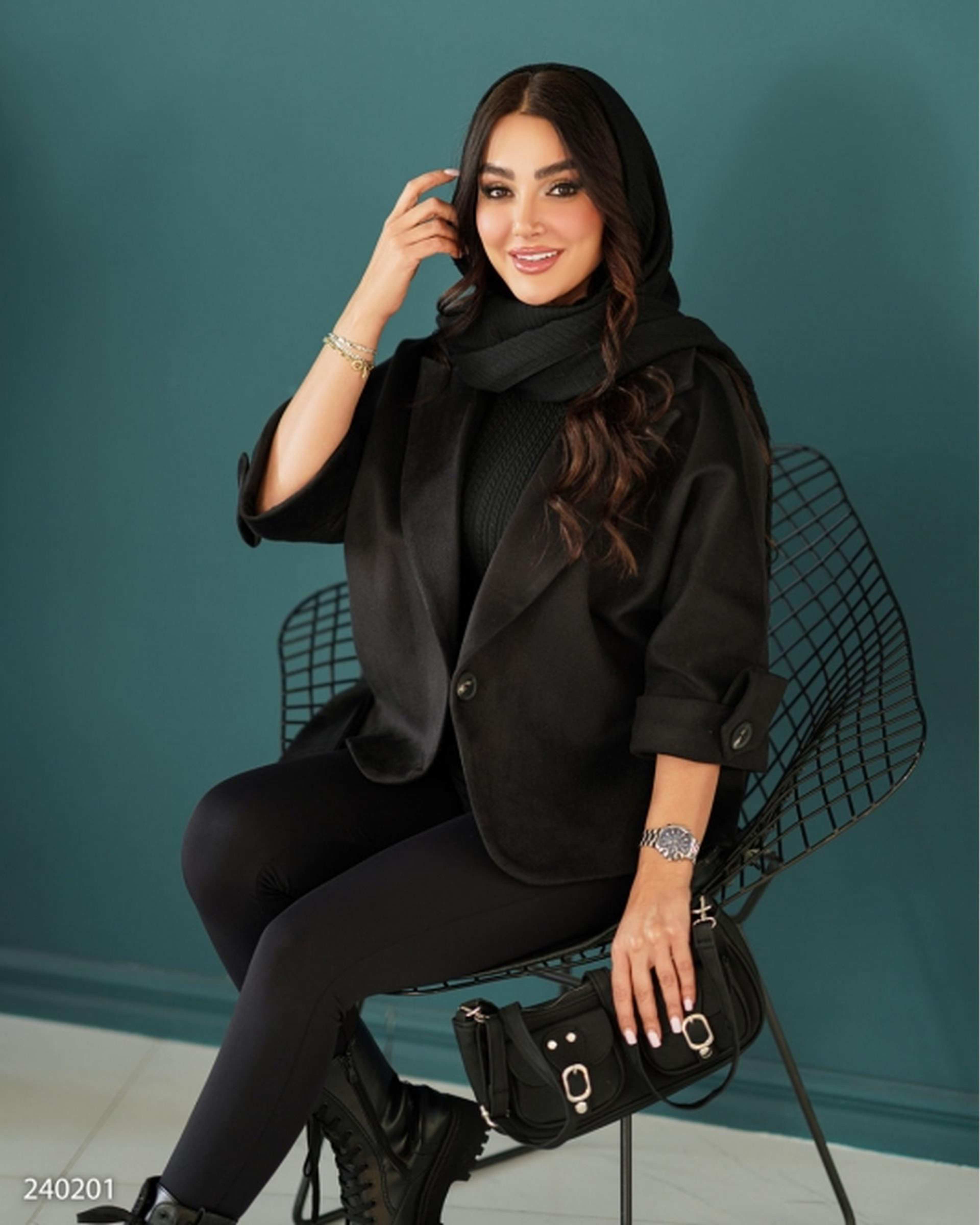 پالتو زنانه فوتر مشکی السانا Elsana مدل سعاد کد 2402