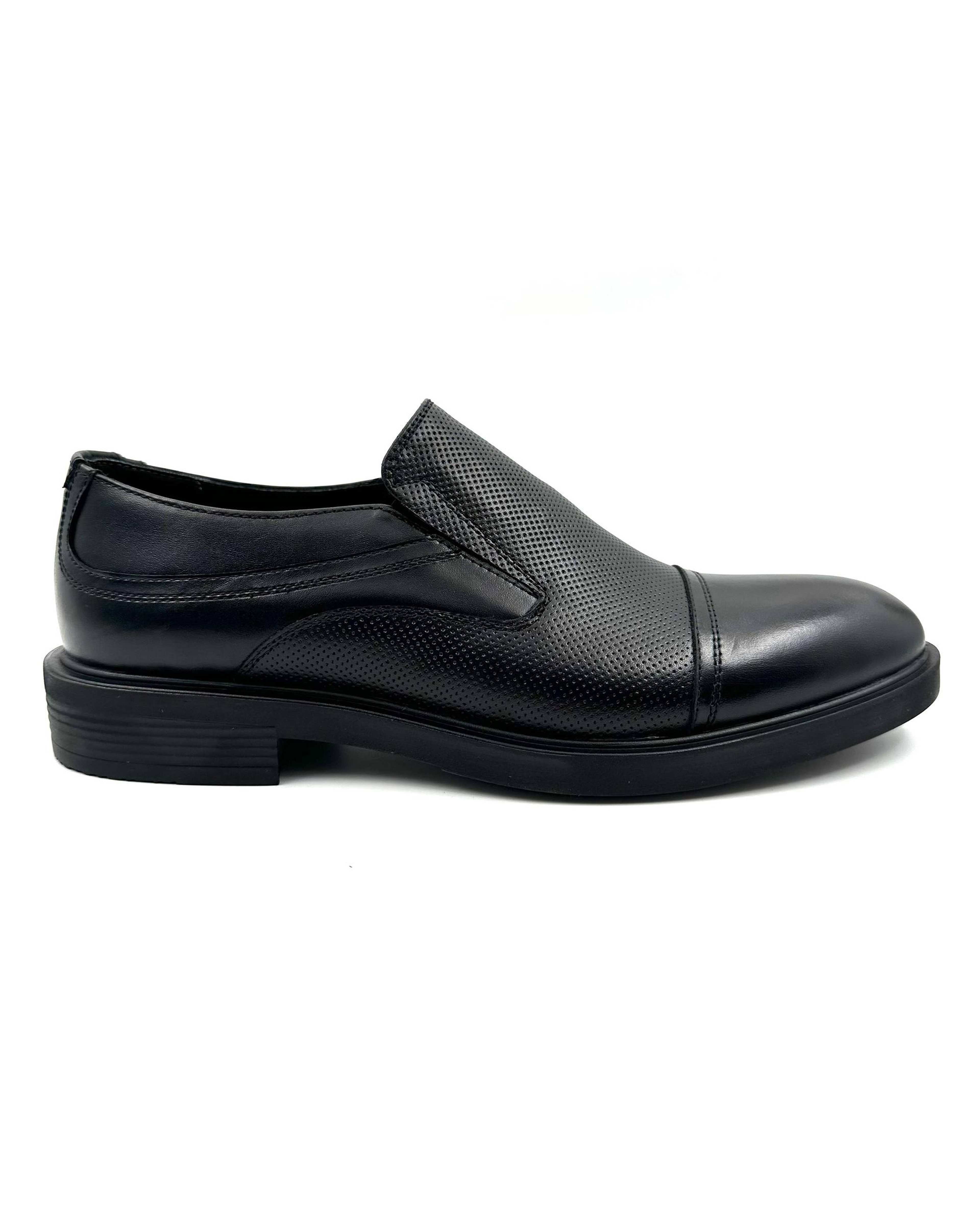 کفش چرم مردانه رسمی مشکی چرم میخچی Mikhchi Leather مدل E115