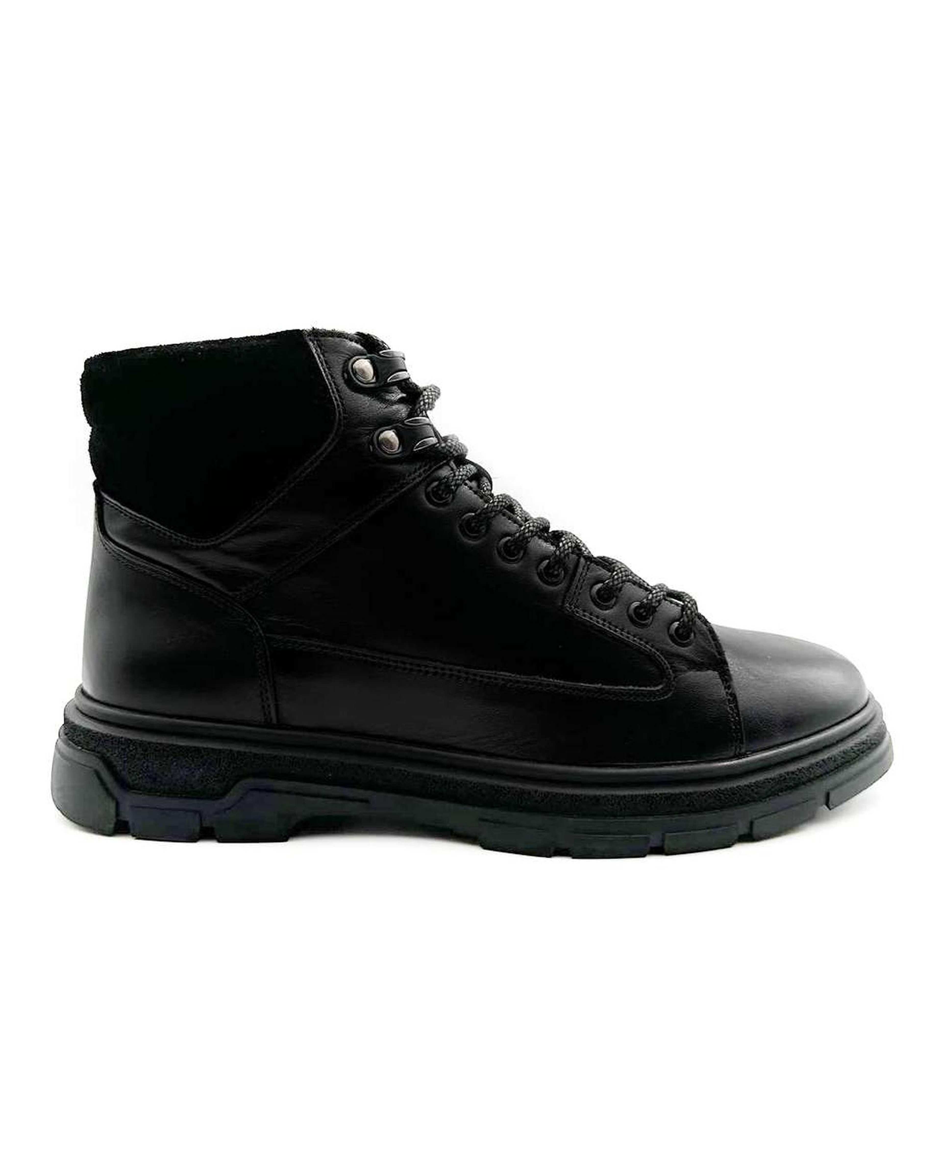 بوت چرم مردانه مشکی طبی مشکی چرم میخچی Mikhchi Leather مدل P16
