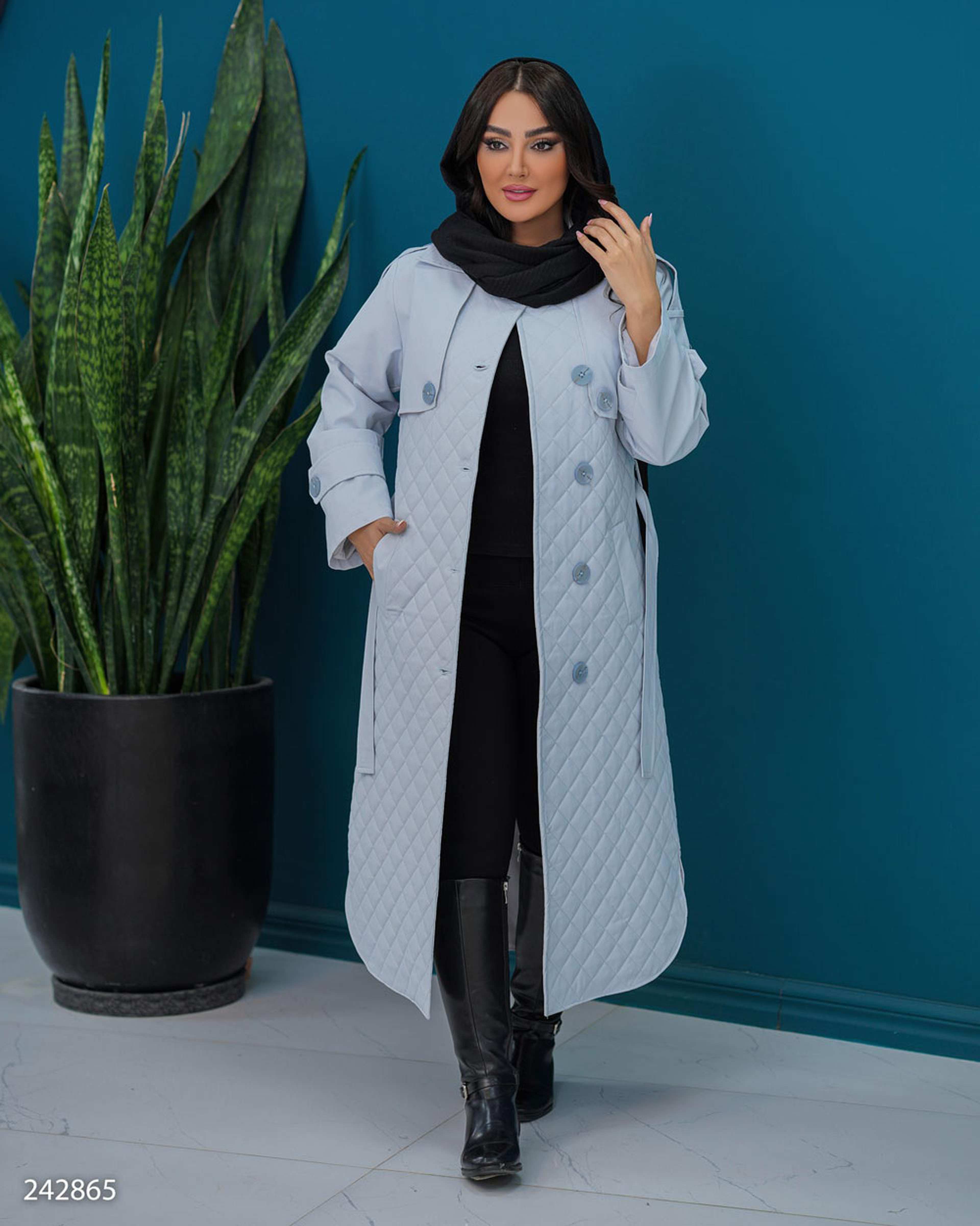 کاپشن زنانه آبی آسمانی مدل لمیا السانا Elsana کد 2428