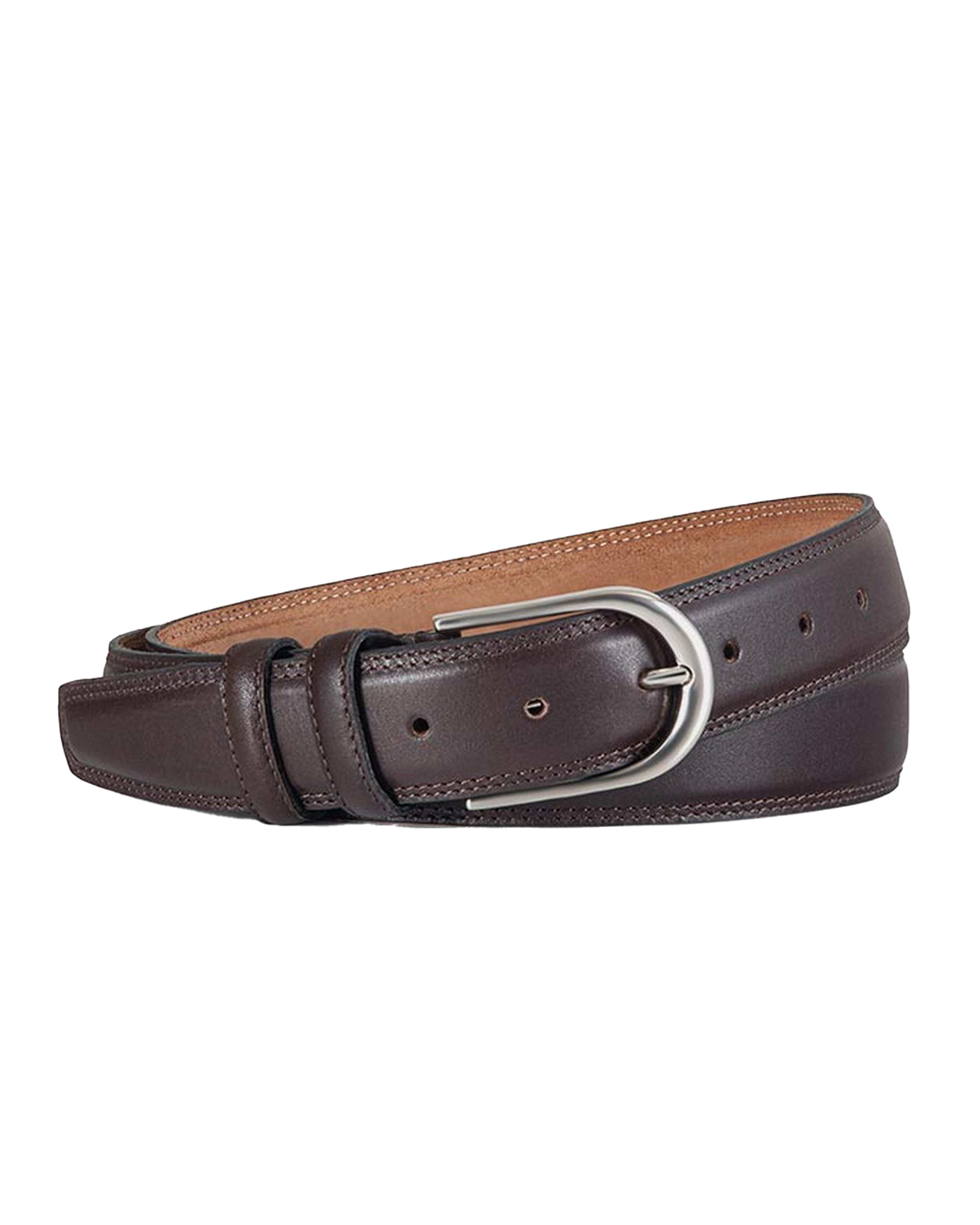 کمربند چرم مردانه قهوه ای نوین چرم Novin Leather مدل دو دوخت آنالین Ss- BT0550