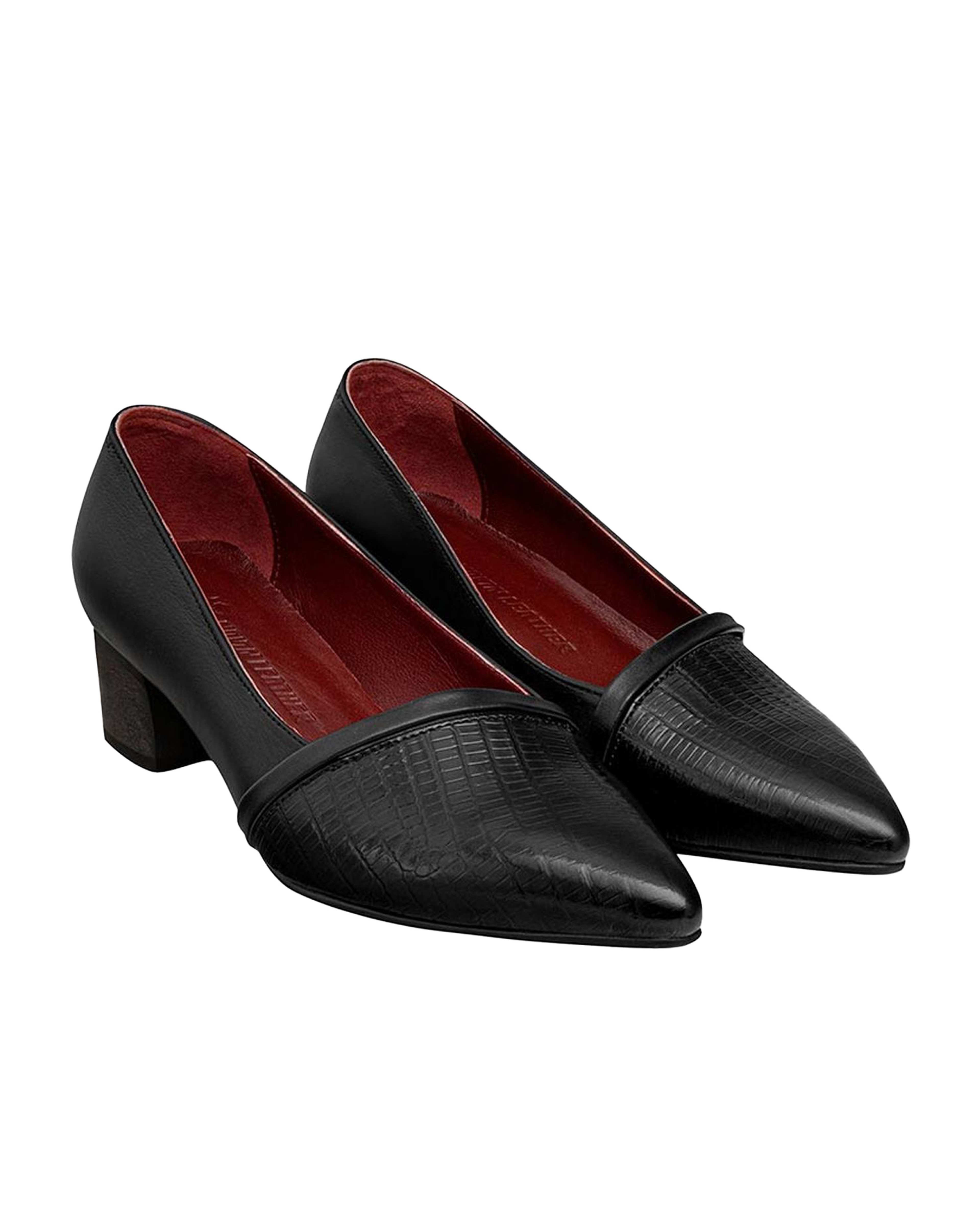 کفش چرم زنانه پاشنه بلند مشکی نوین چرم Novin Leather مدل 4444 Pl- WS3466