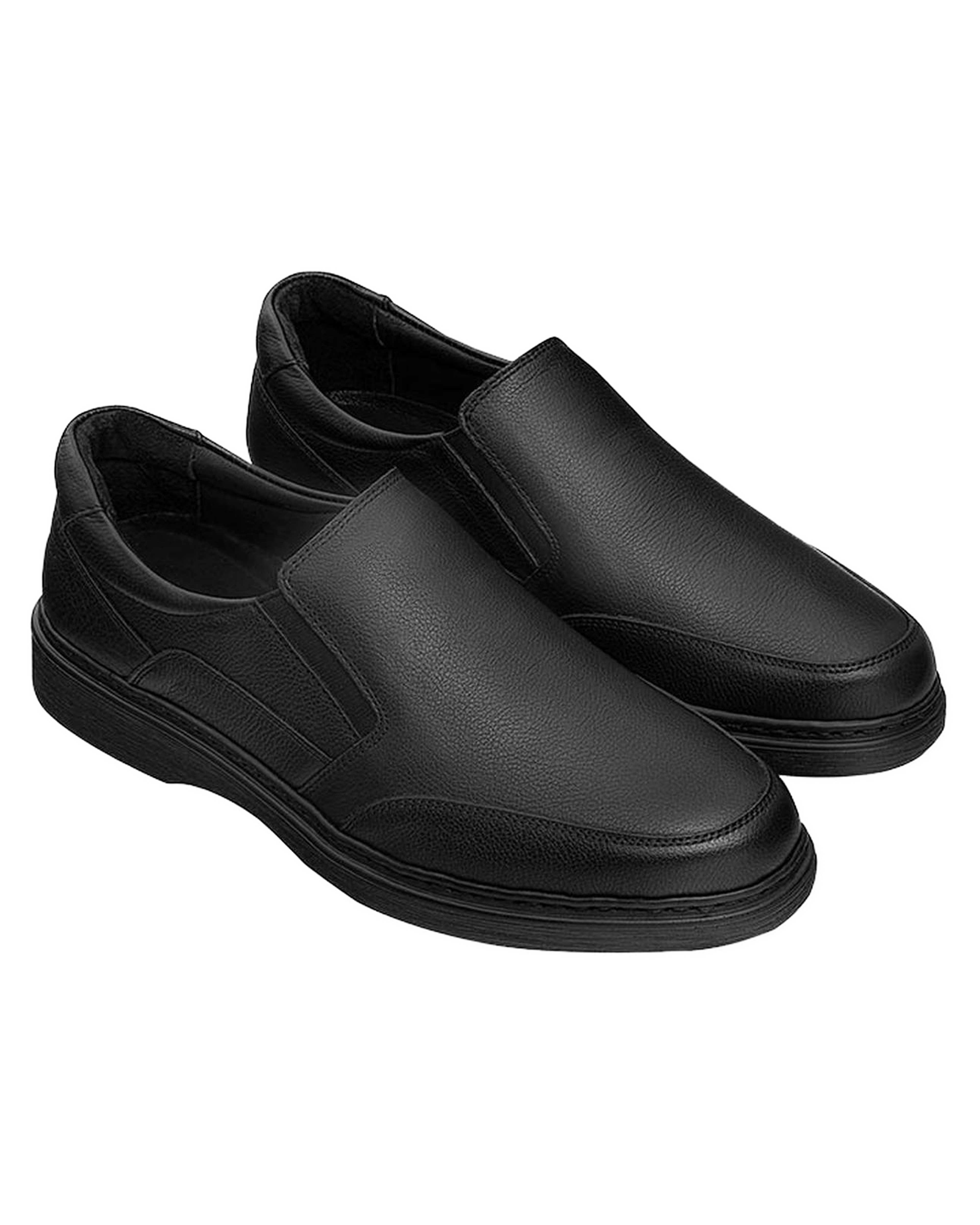 کفش چرم مردانه مشکی نوین چرم Novin Leather مدل بی بند 3480 MS2971