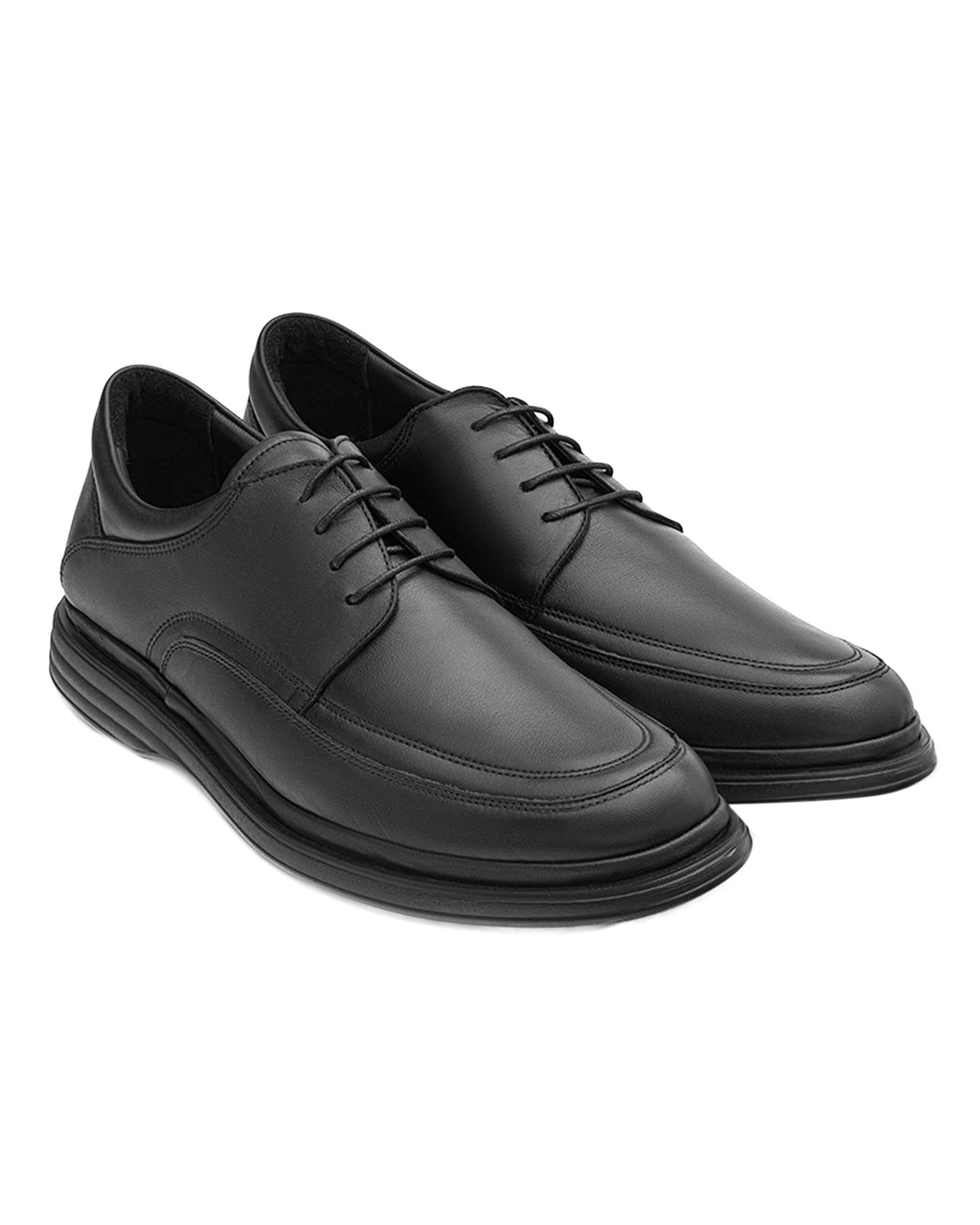 کفش چرم مردانه مشکی نوین چرم Novin Leather مدل بندی 6225 MS3202