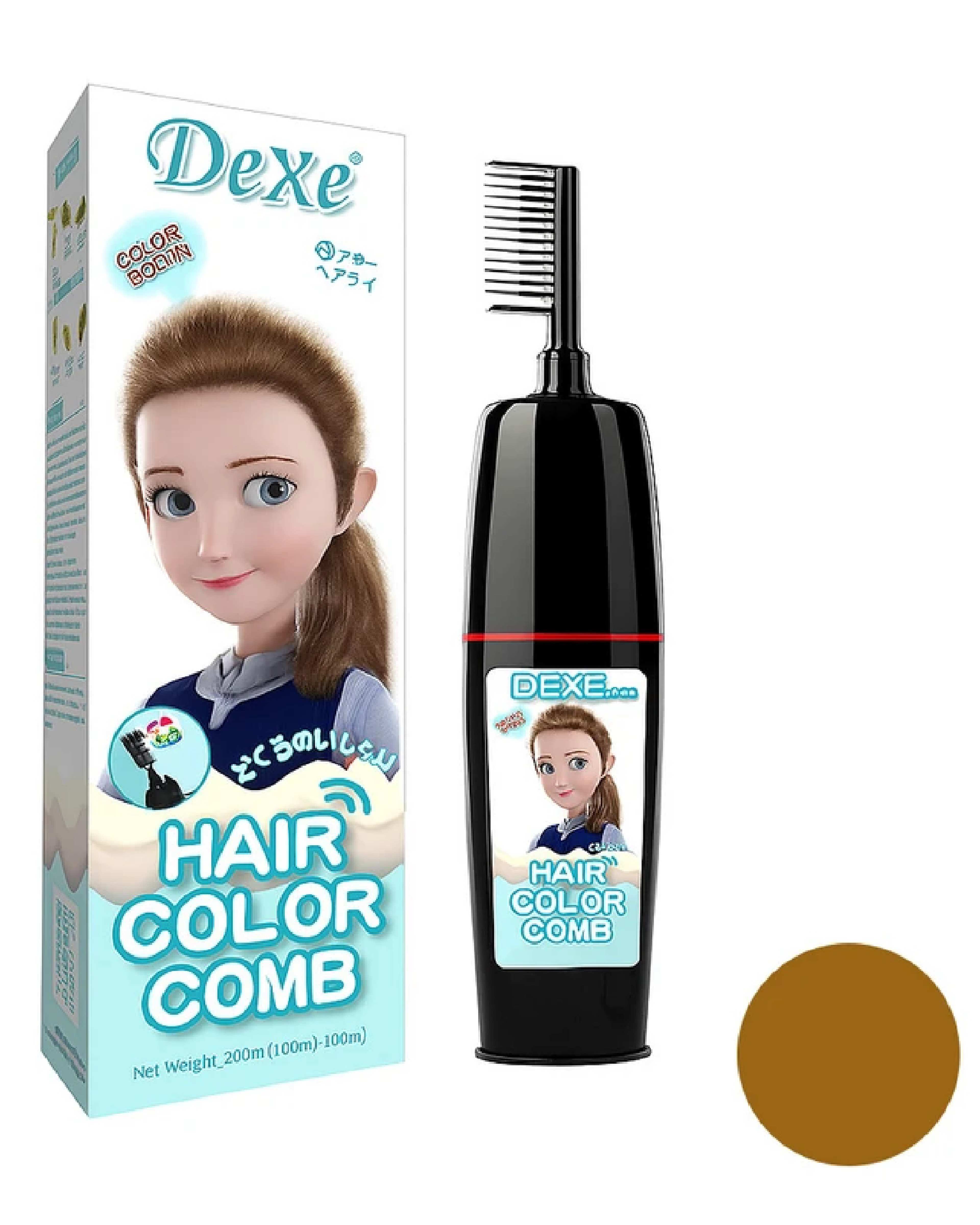 کیت شامپو رنگ مو شانه دار دکسی Dexe مدل Comb حجم 200 میلی لیتر رنگ قهوه ای