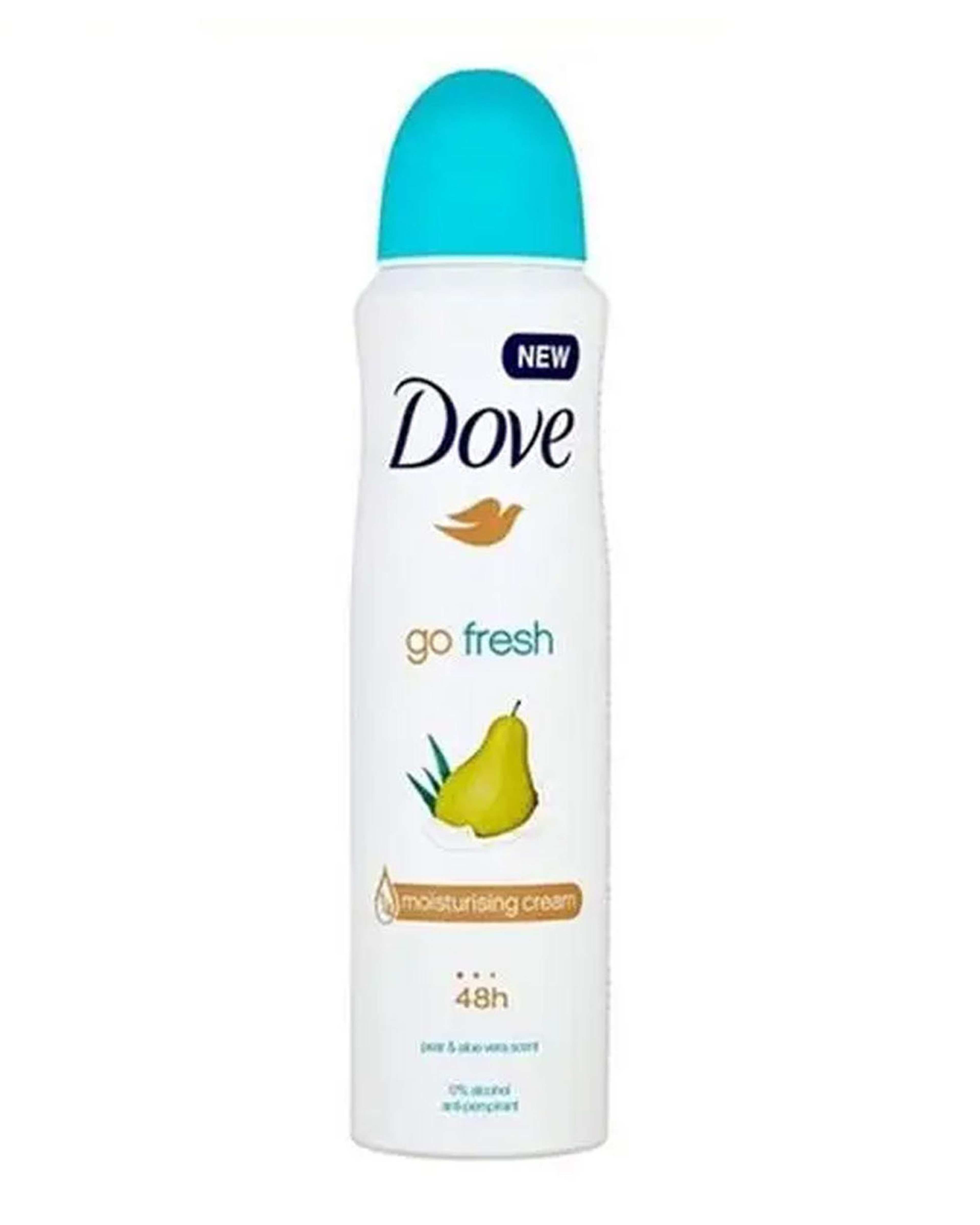 اسپری ضد تعریق زنانه 48 ساعته داو Dove سری Go Fresh رایحه گلابی و آلوئه ورا حجم 250 میلی لیتر