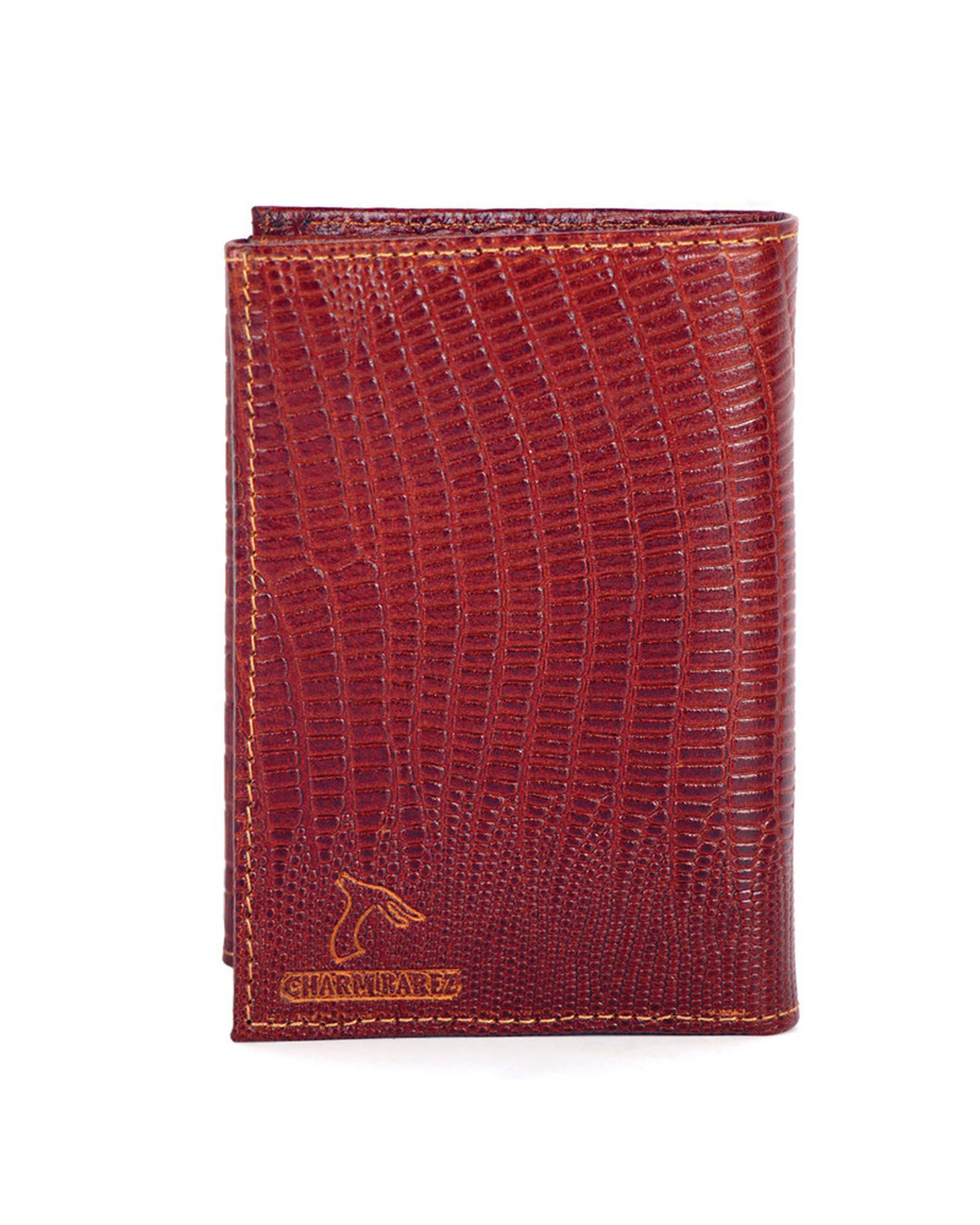 کیف پول چرم مردانه عسلی چرم بارز Charm Barez مدل DM102.LIZARD