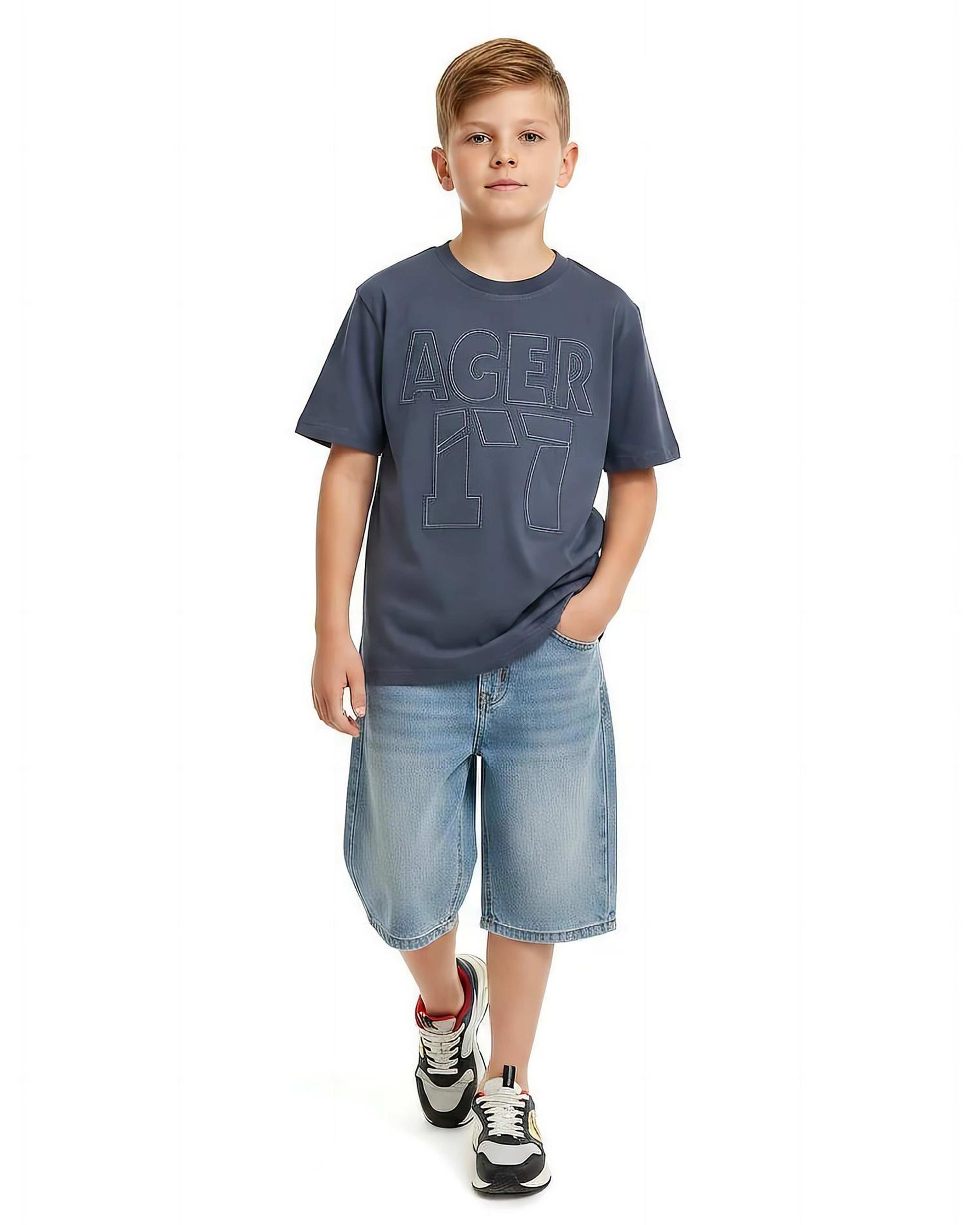 تیشرت پسرانه تکه دوزی 17 نوک مدادی لئو کیدز Leo Kids کد 5875-3