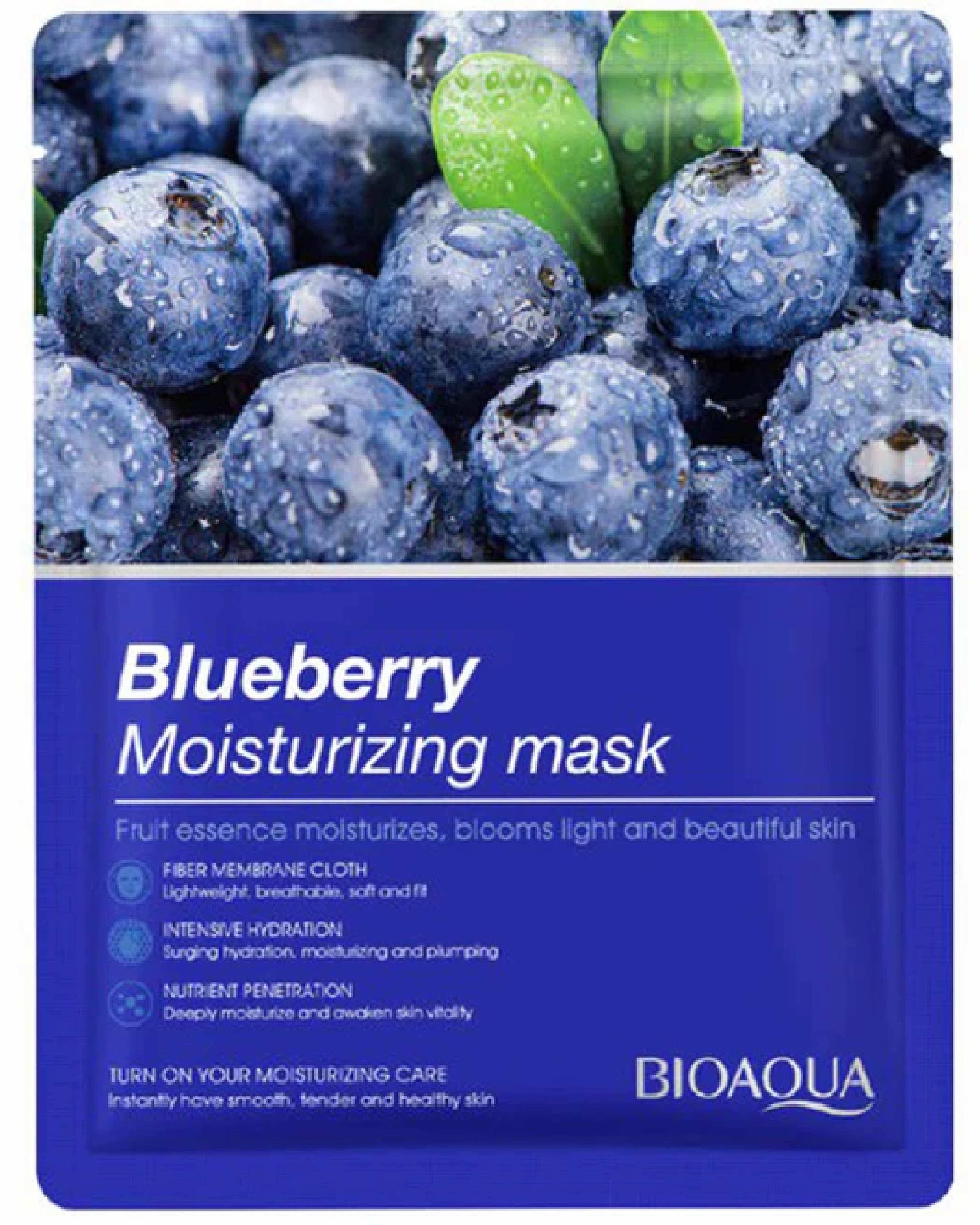 ماسک صورت ورقه ای بلوبری بایو آکوا BIOAQUA مدل آنتی اکسیدان و ضد چروک وزن 25 گرم