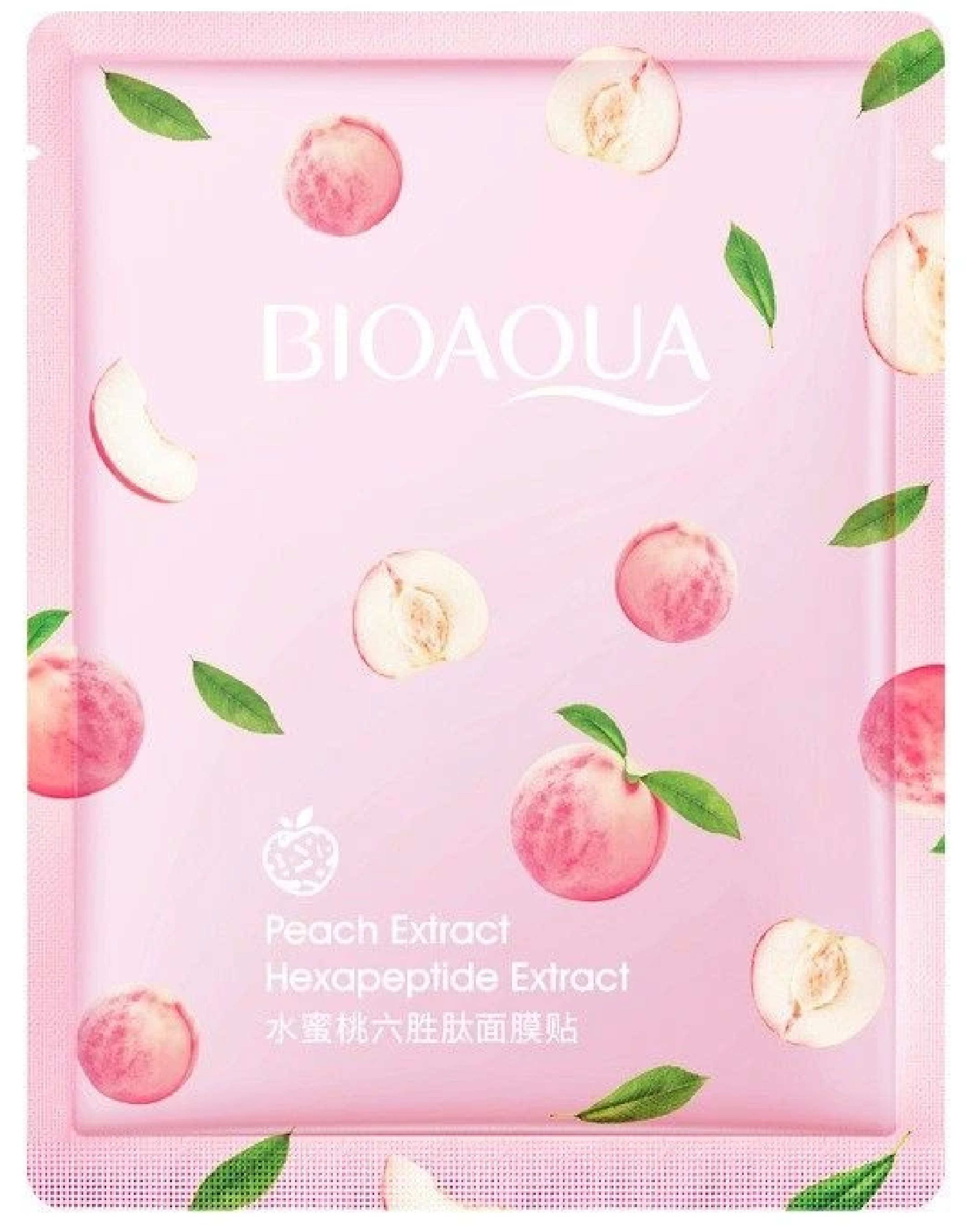ماسک صورت ورقه ای هلو بایو آکوا BIOAQUA مدل درخشان کننده و آبرسان وزن 25 گرم