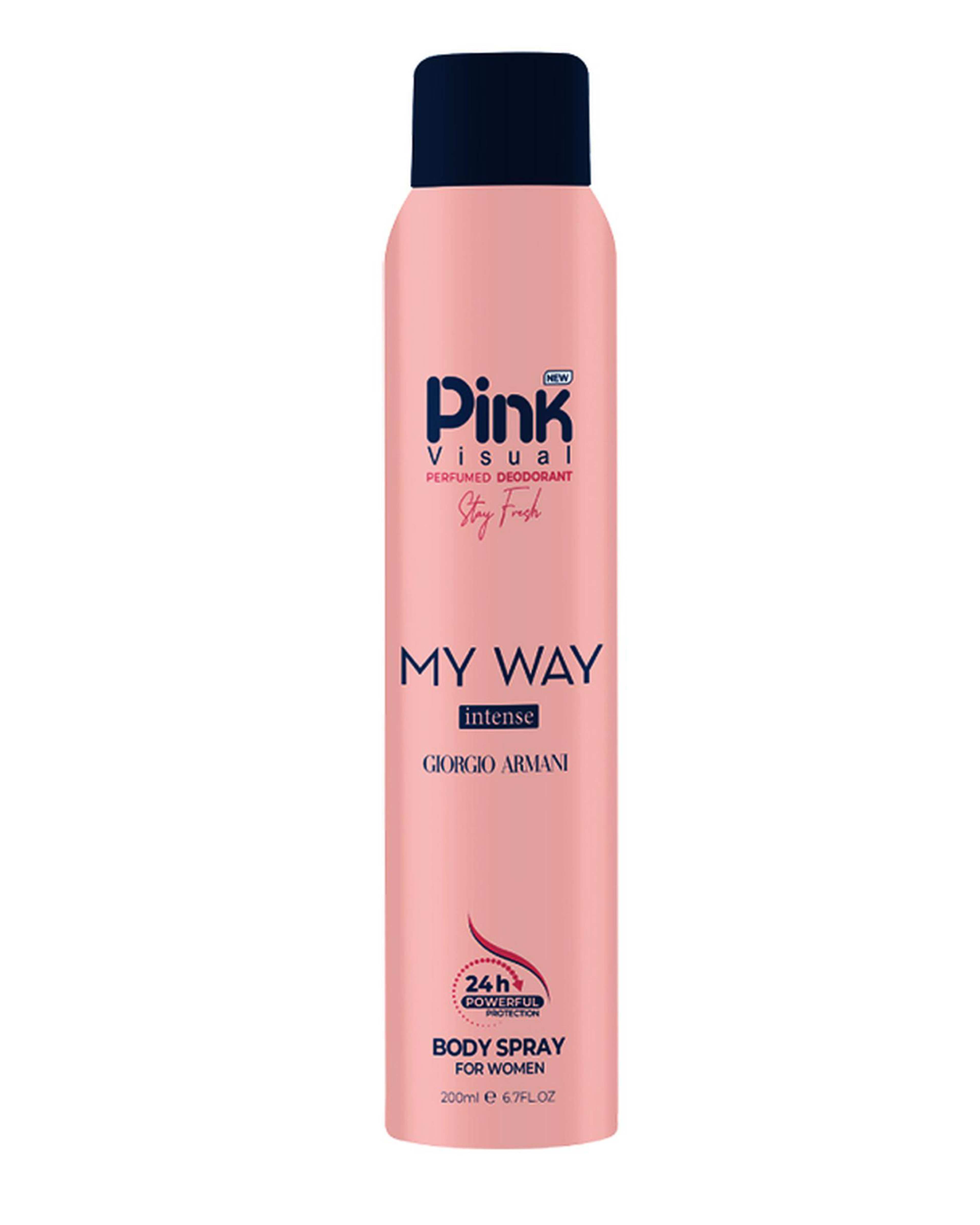 اسپری بدن زنانه پینک ویژوال Pink Visual مدل جورجیو آرمانی مای وی اینتنس Giorgio Armani My Way Intense حجم 200 میلی لیتر