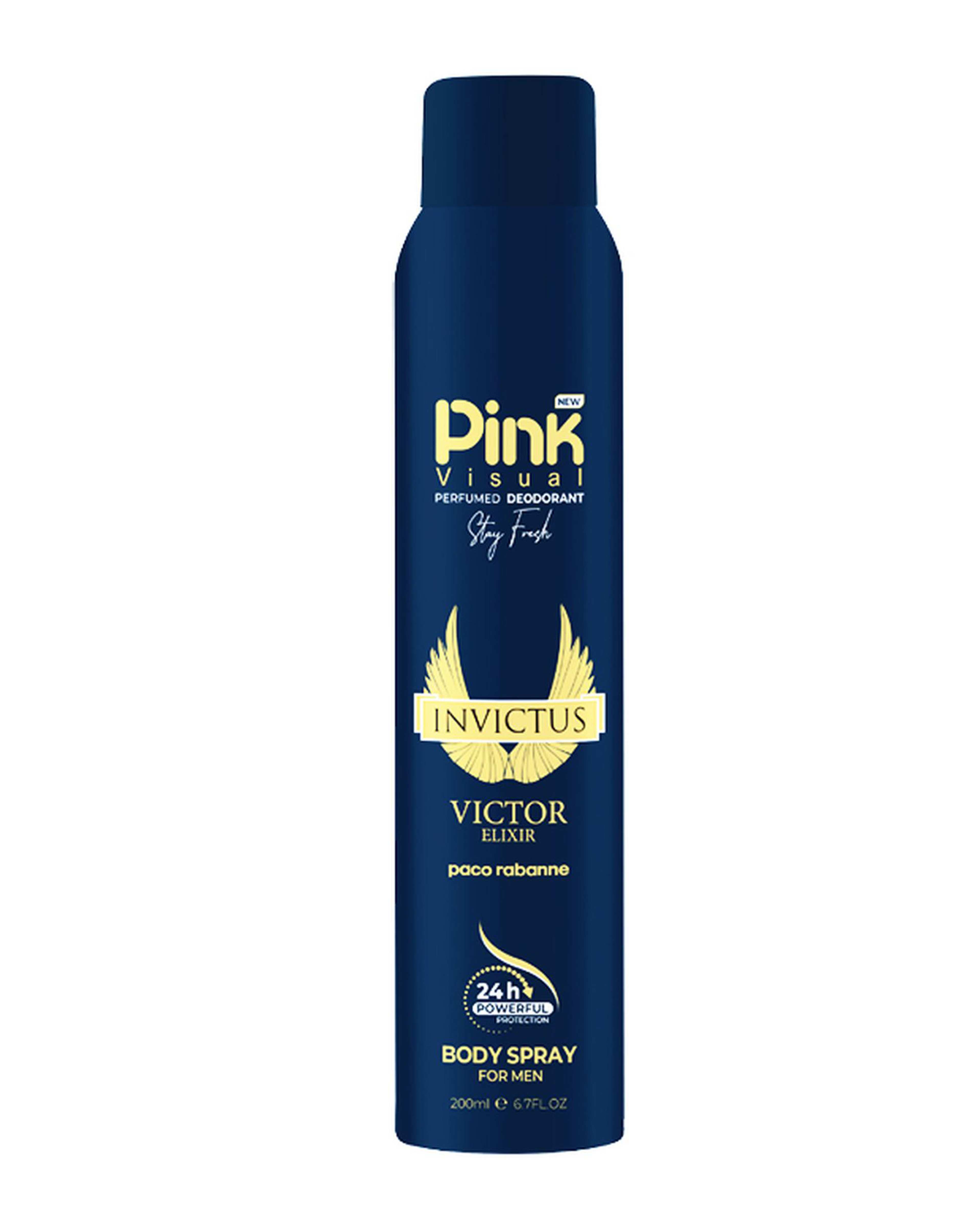 اسپری بدن مردانه پینک ویژوال Pink Visual مدل اینوکتوس ویکتوری الکسیر Invictus Victory Elixir حجم 200 میلی لیتر
