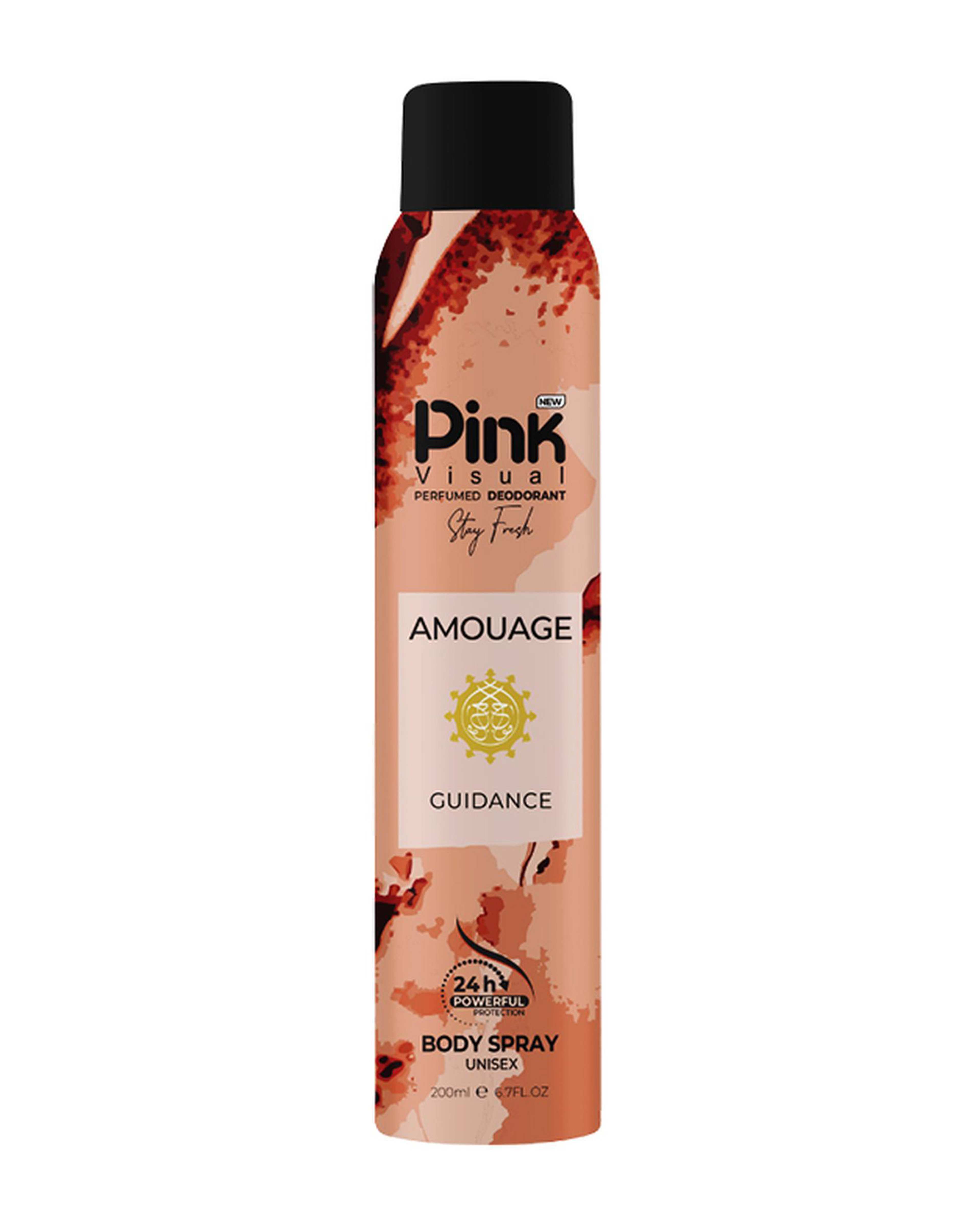 اسپری بدن پینک ویژوال Pink Visual مدل آمواج گایدنس Amouage Guidance حجم 200 میلی لیتر