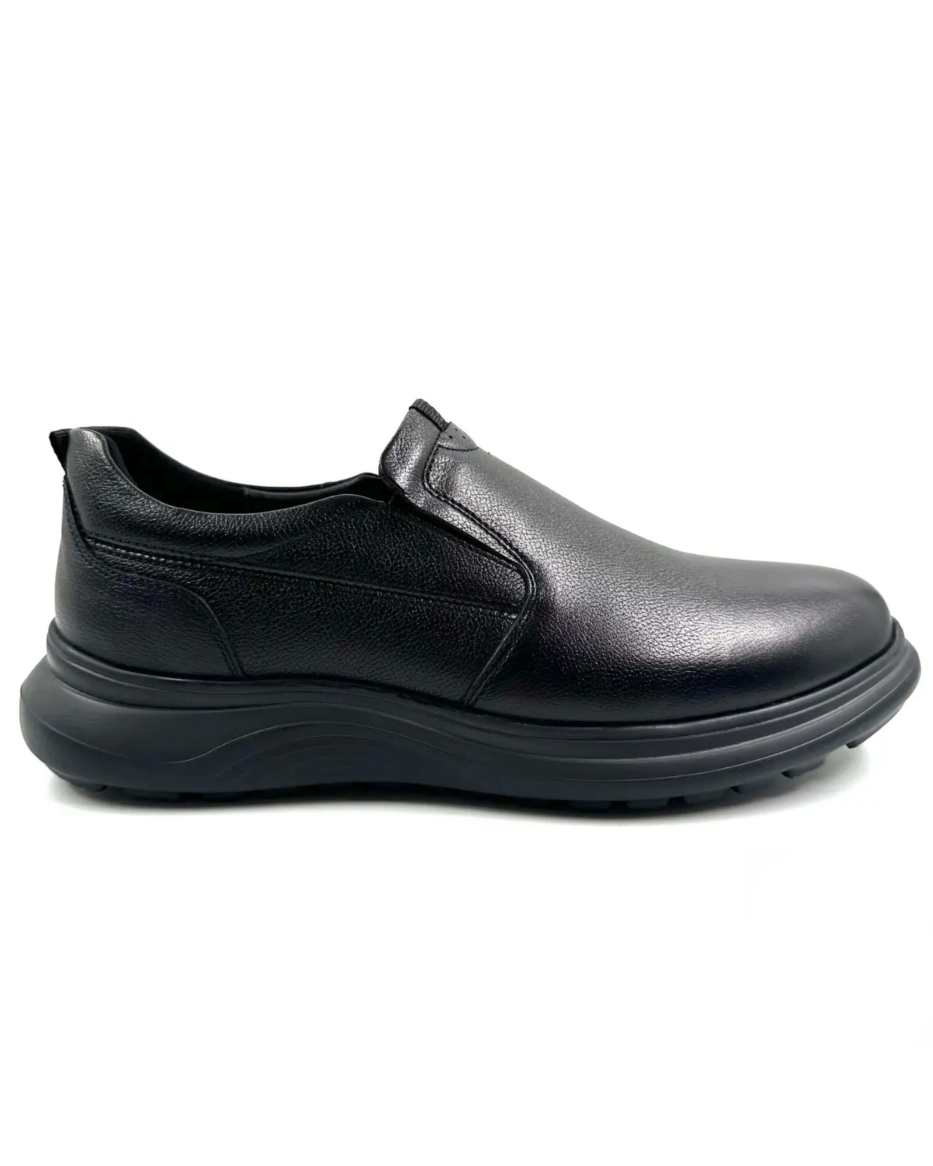 کفش چرم مردانه طبی راحتی مشکی چرم میخچی Mikhchi Leather مدل P301