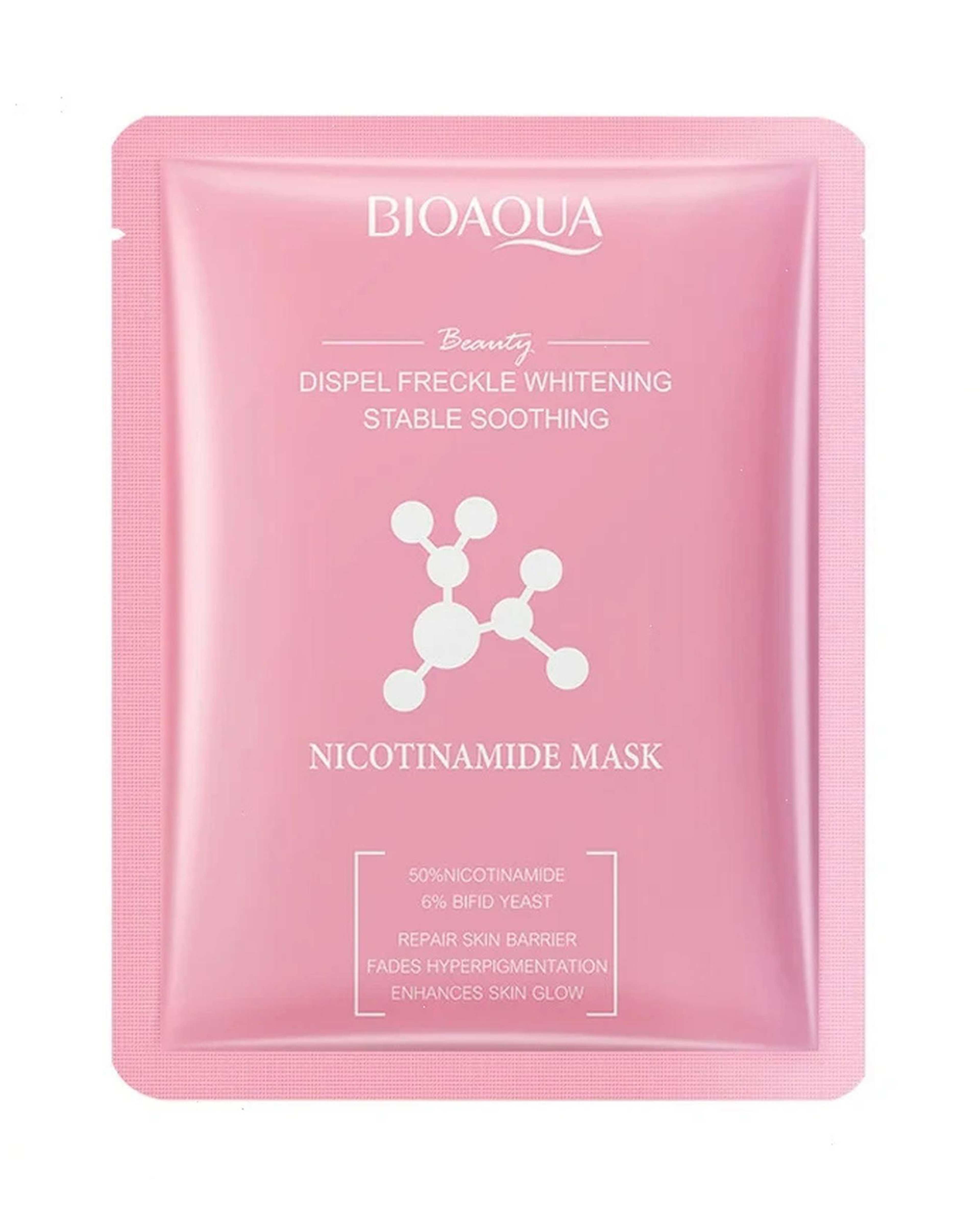 ماسک ورقه ای روشن کننده صورت بیوآکوا Bioaqua حاوی نیکوتینامید وزن 25 گرم