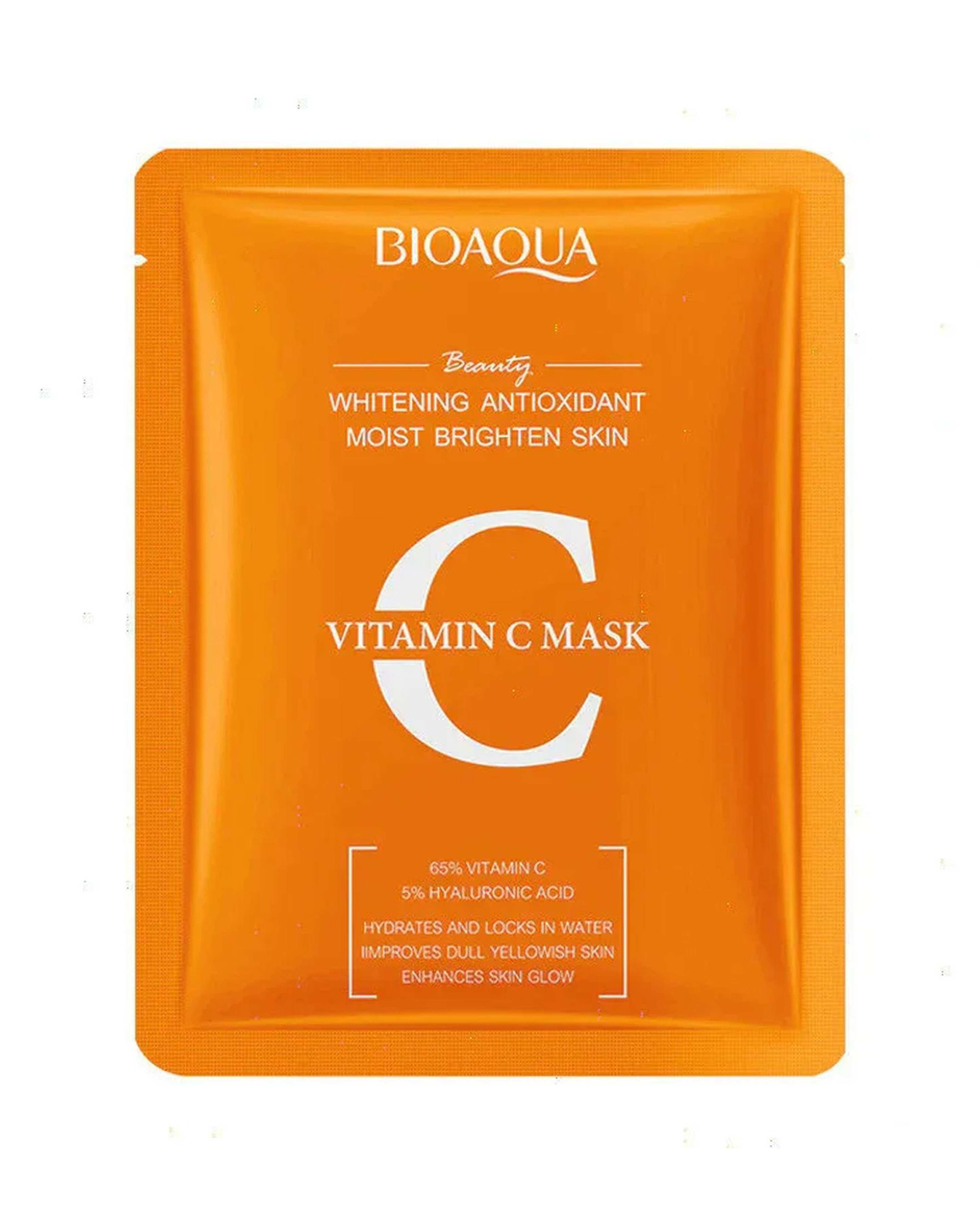 ماسک ورقه ای ضد چروک و جوان کننده صورت بیوآکوا Bioaqua حاوی عصاره پرتقال vitamin C وزن 25 گرم