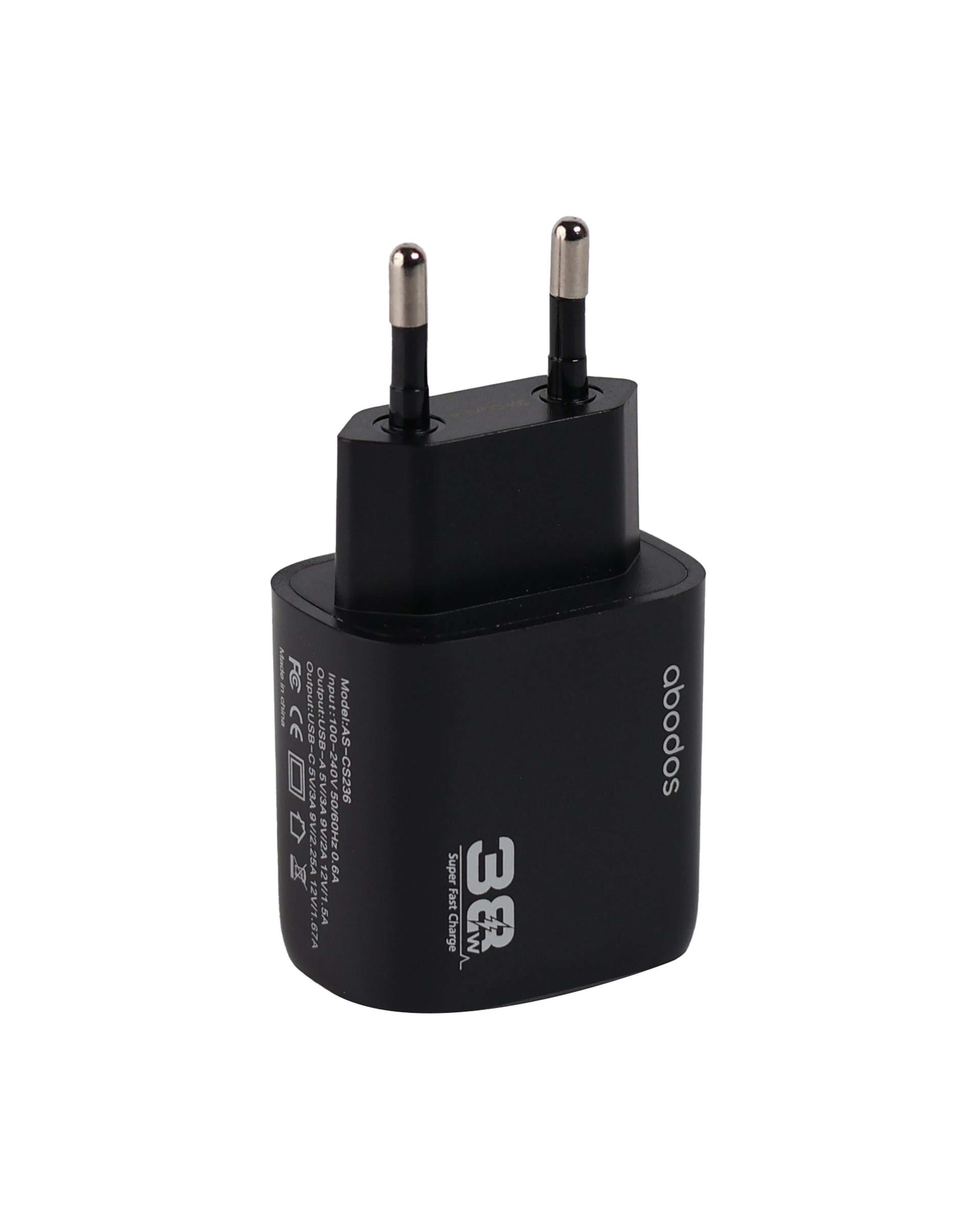 شارژر دیواری مشکی آبادوس Abodos مدل AS-CS236KIT به همراه کابل Type-c