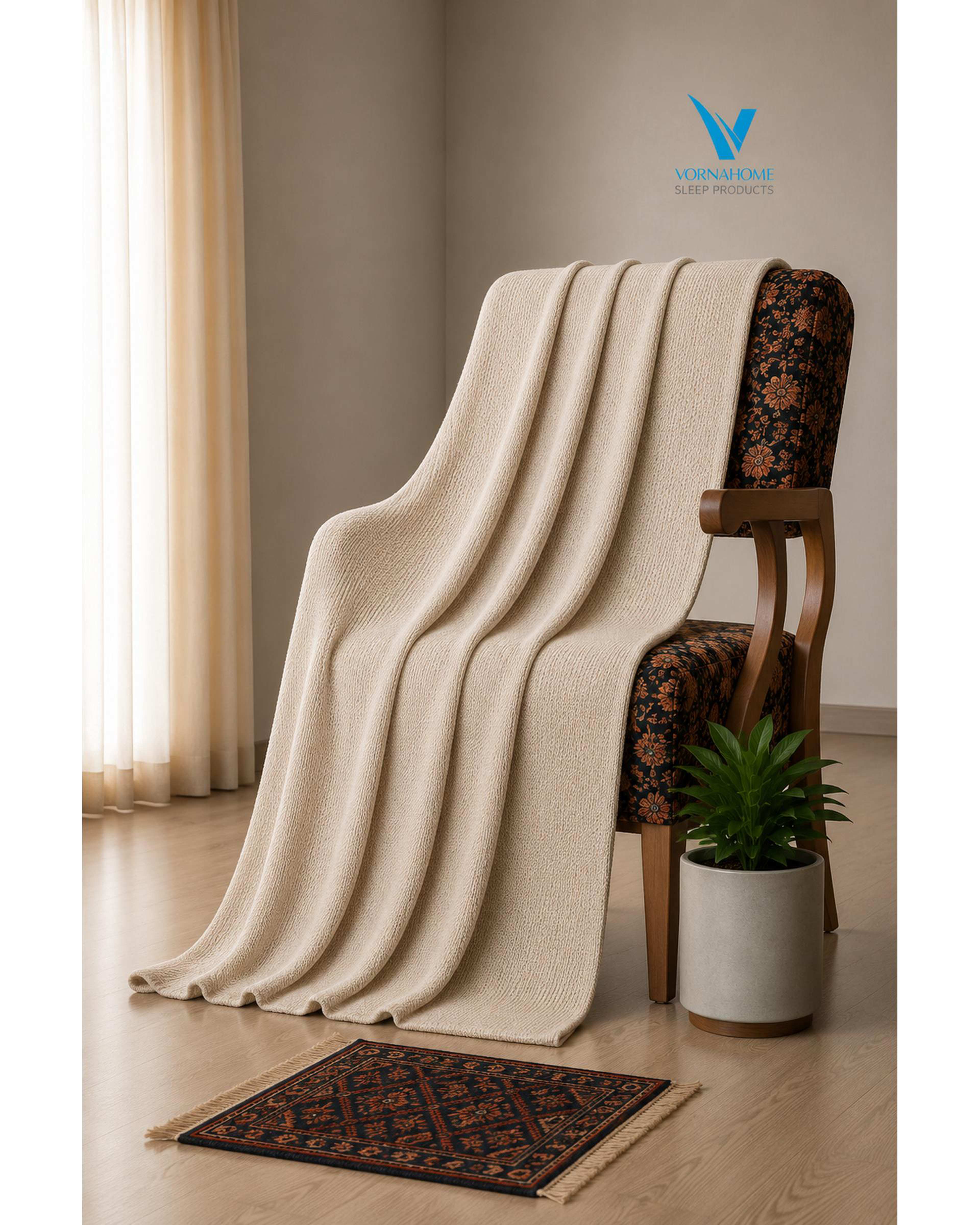 شال مبل سایز 180×140 شیری ورنا هوم Vornahome طرح کلاسیک